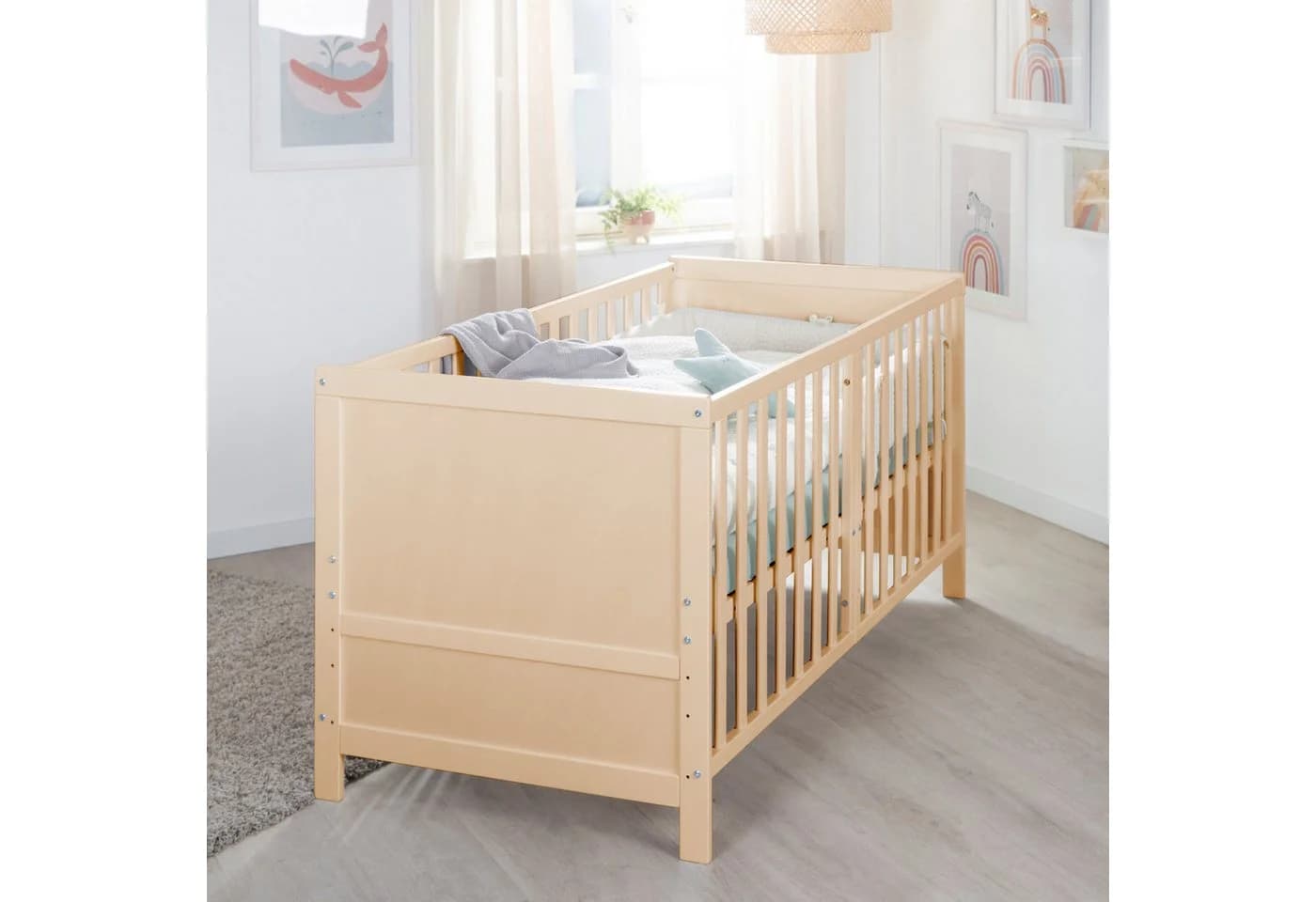 roba® Babybett EASY SLEEP 70 x 140 cm höhenverstellbar mit Schlupfsprossen