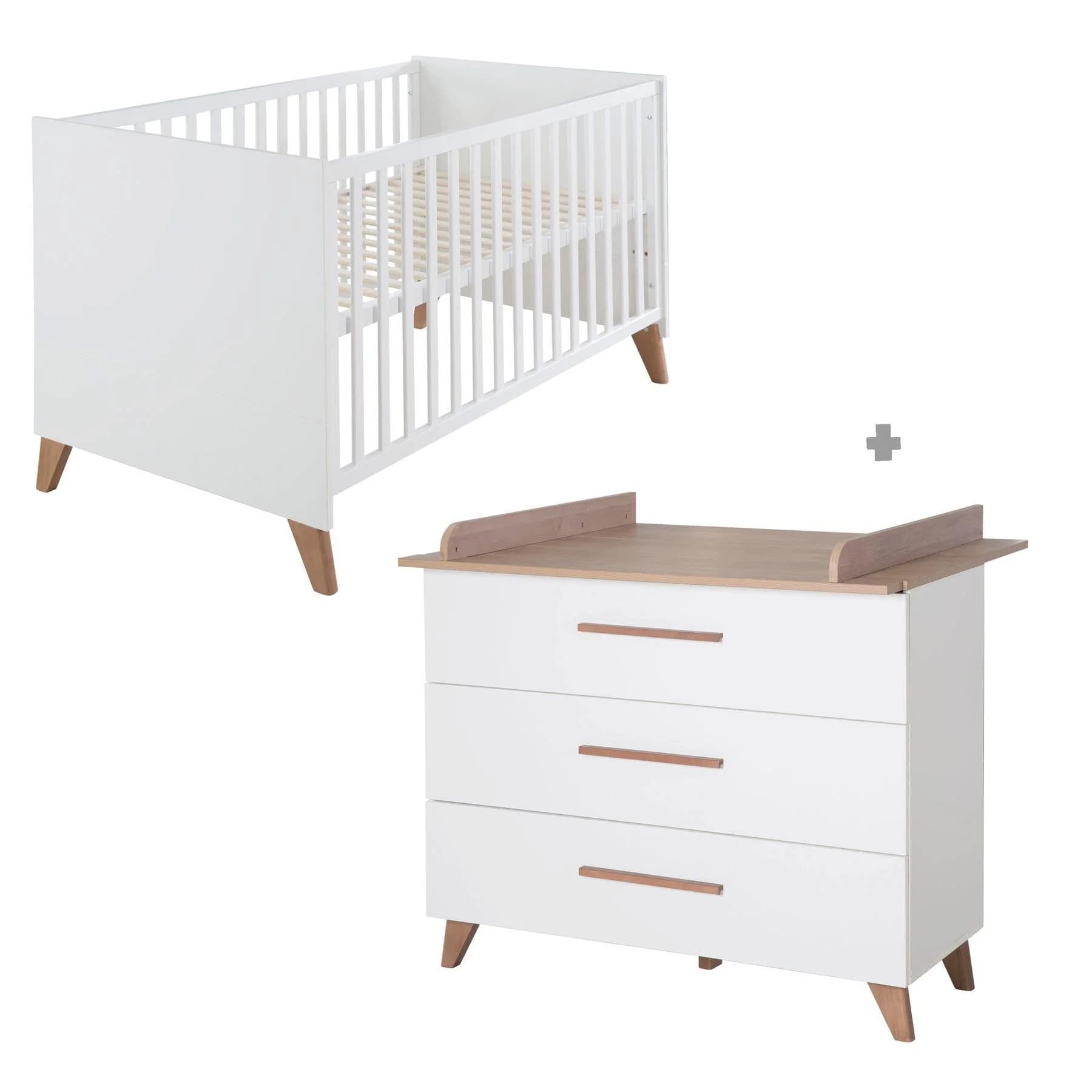 roba® Babymöbel-Set Ole 2-teilig Weiß Modern mit Massivholz