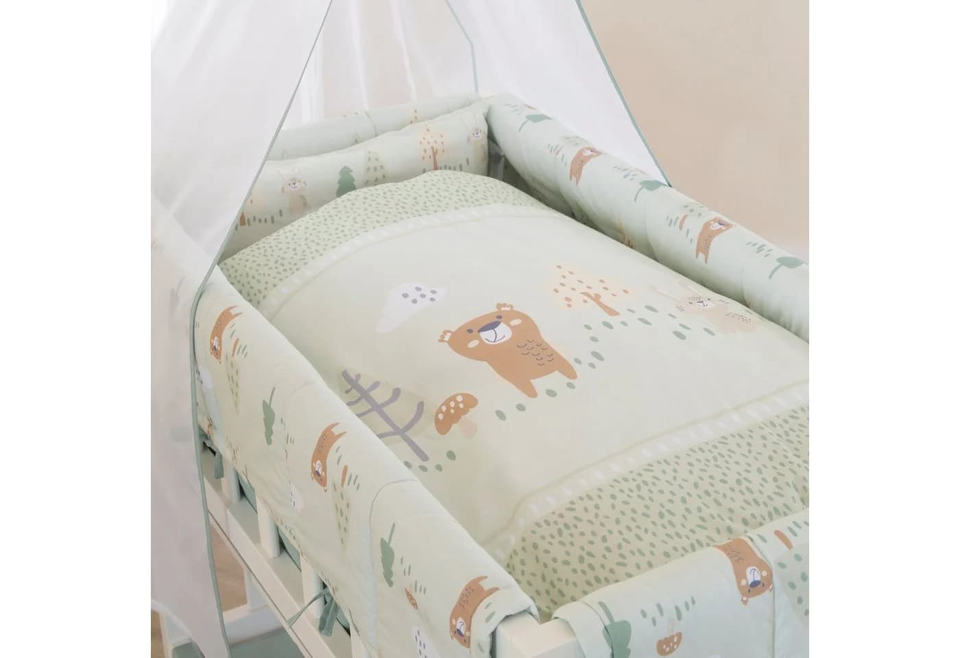 roba Babybettwäsche Woodland Buddies Pastellgrün 2-teilig