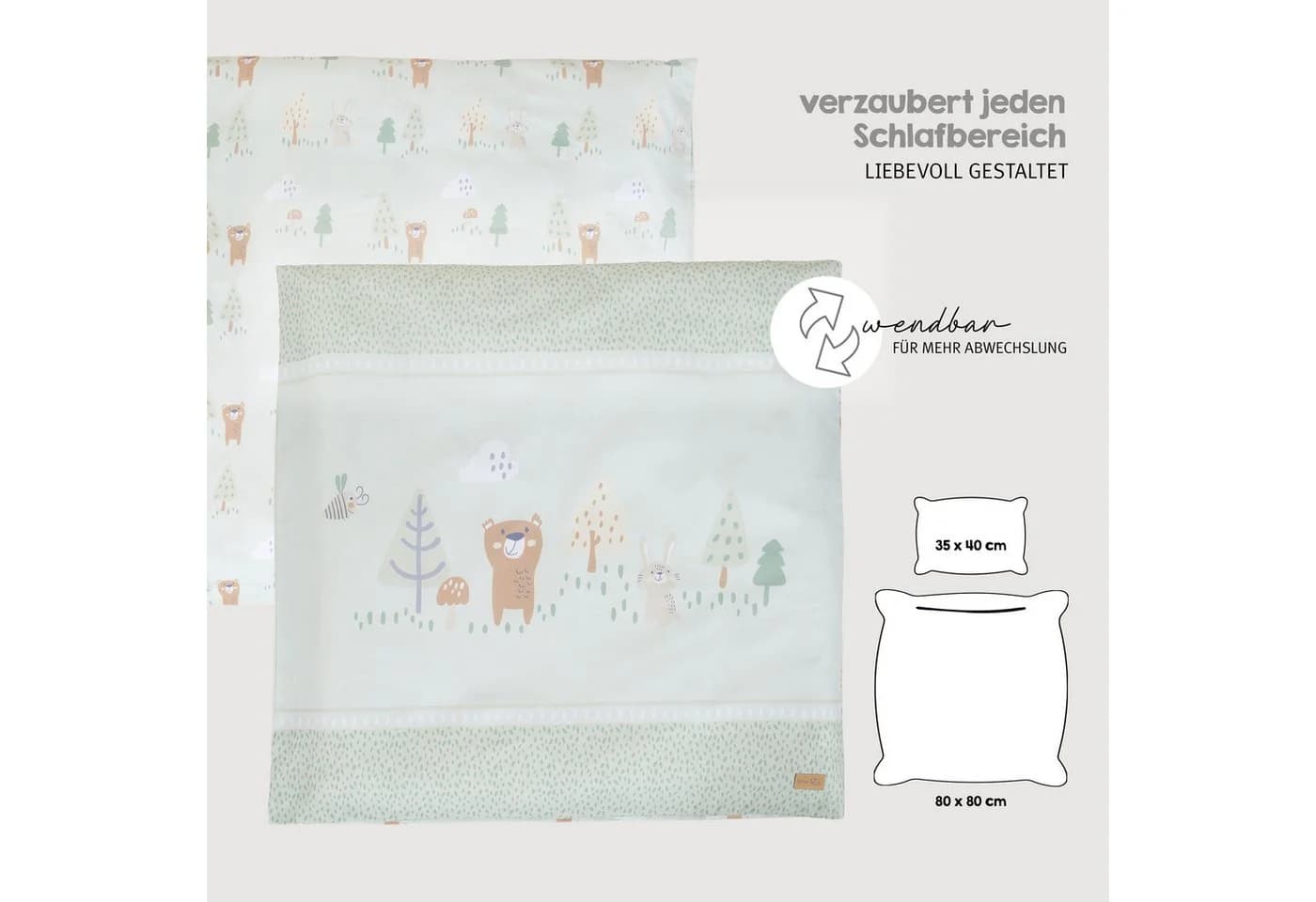 roba Babybettwäsche Woodland Buddies Pastellgrün 2-teilig - Bild 4