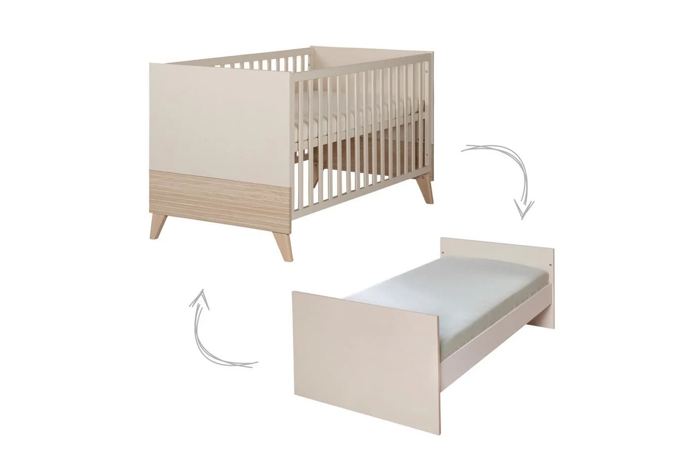 roba® Babybett Sidney Mitwachsendes Gitterbett Beige - Bild 5