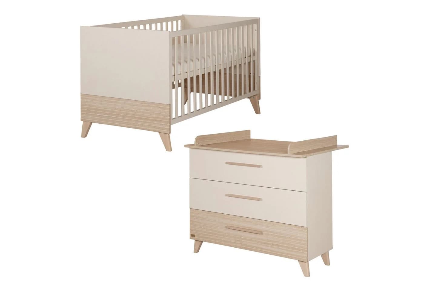 roba Babymöbel-Set Sidney 2-tlg. Beige Eiche Massivholz