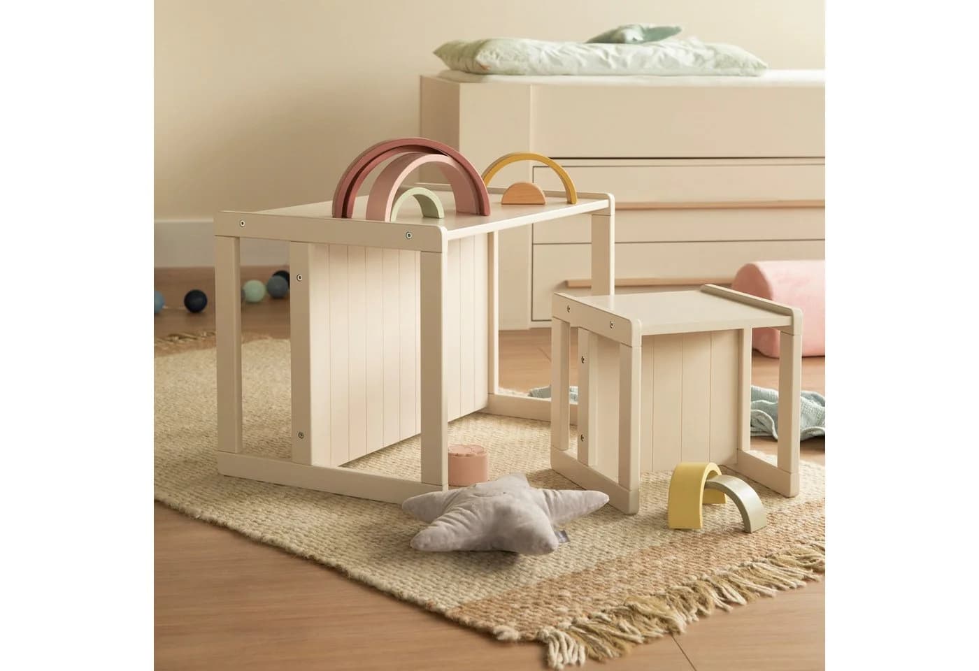 roba® Wendehocker mit 3 Sitzhöhen Beige Kinderhocker - Bild 3