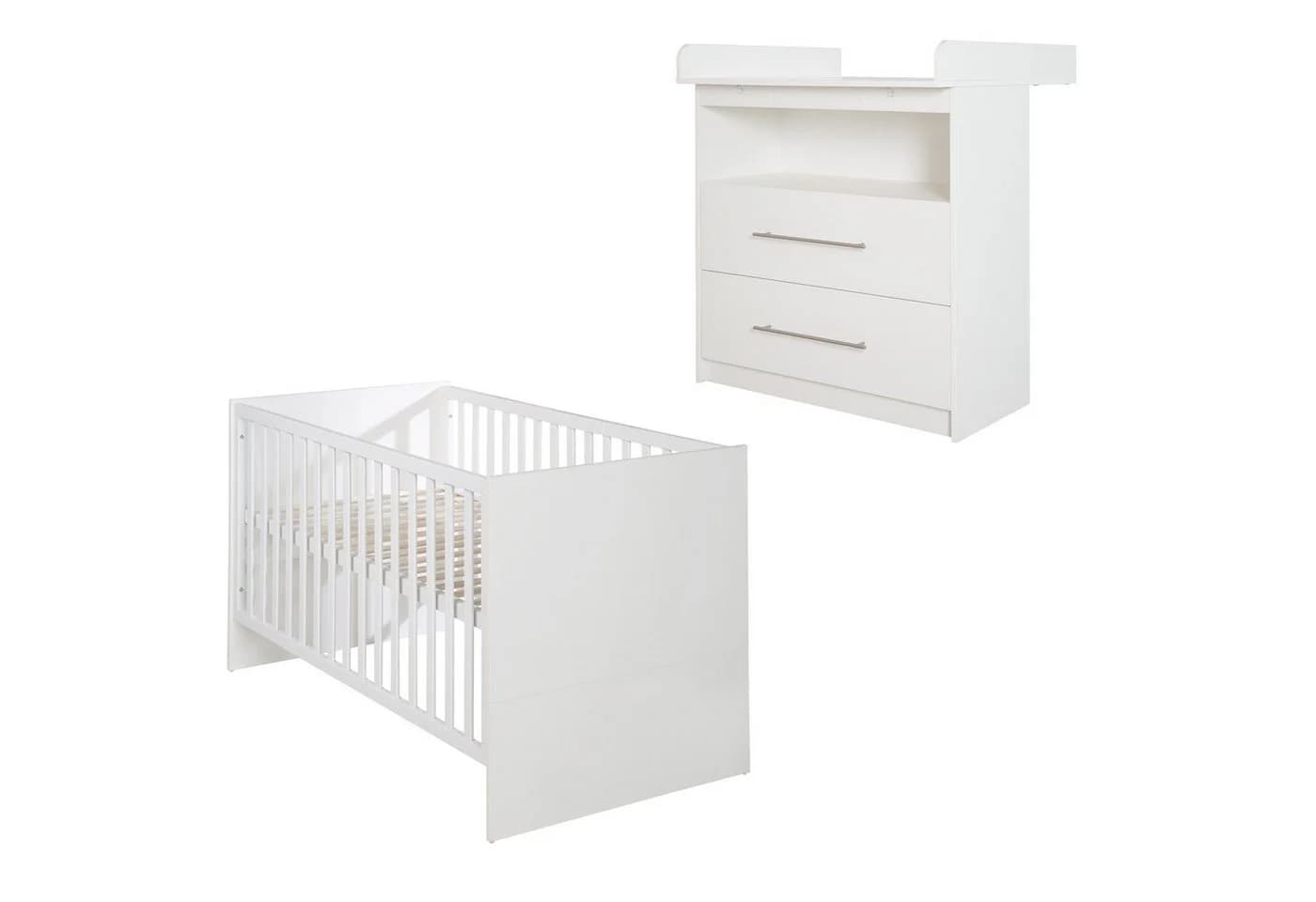 roba® Babymöbel-Set Maren Weiß Wickelkommode Kinderbett