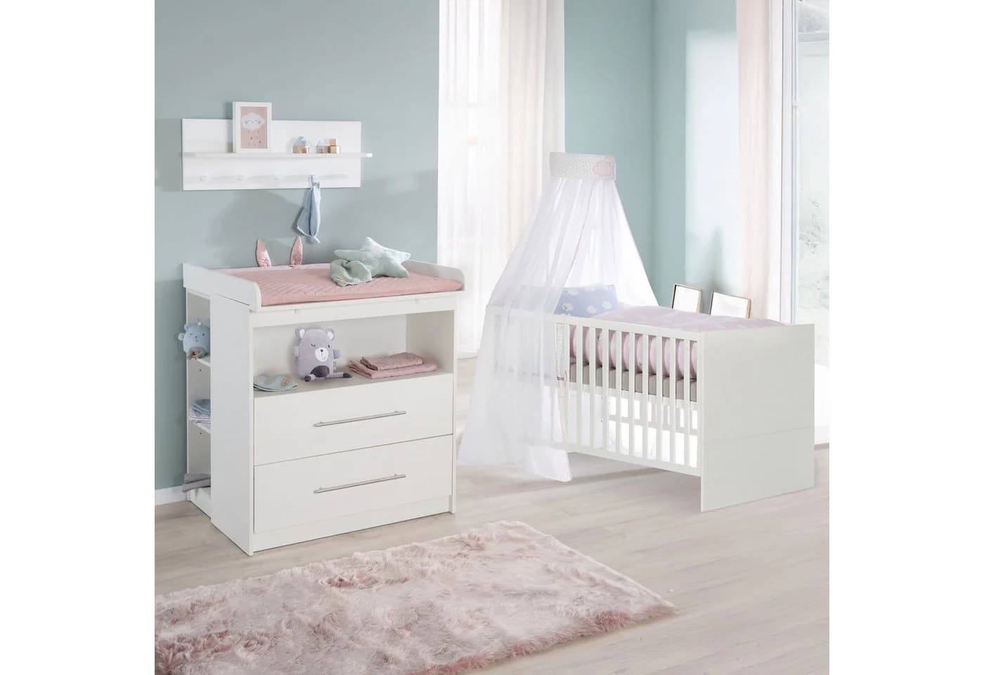 roba® Babymöbel-Set Maren Weiß Wickelkommode Kinderbett - Bild 2