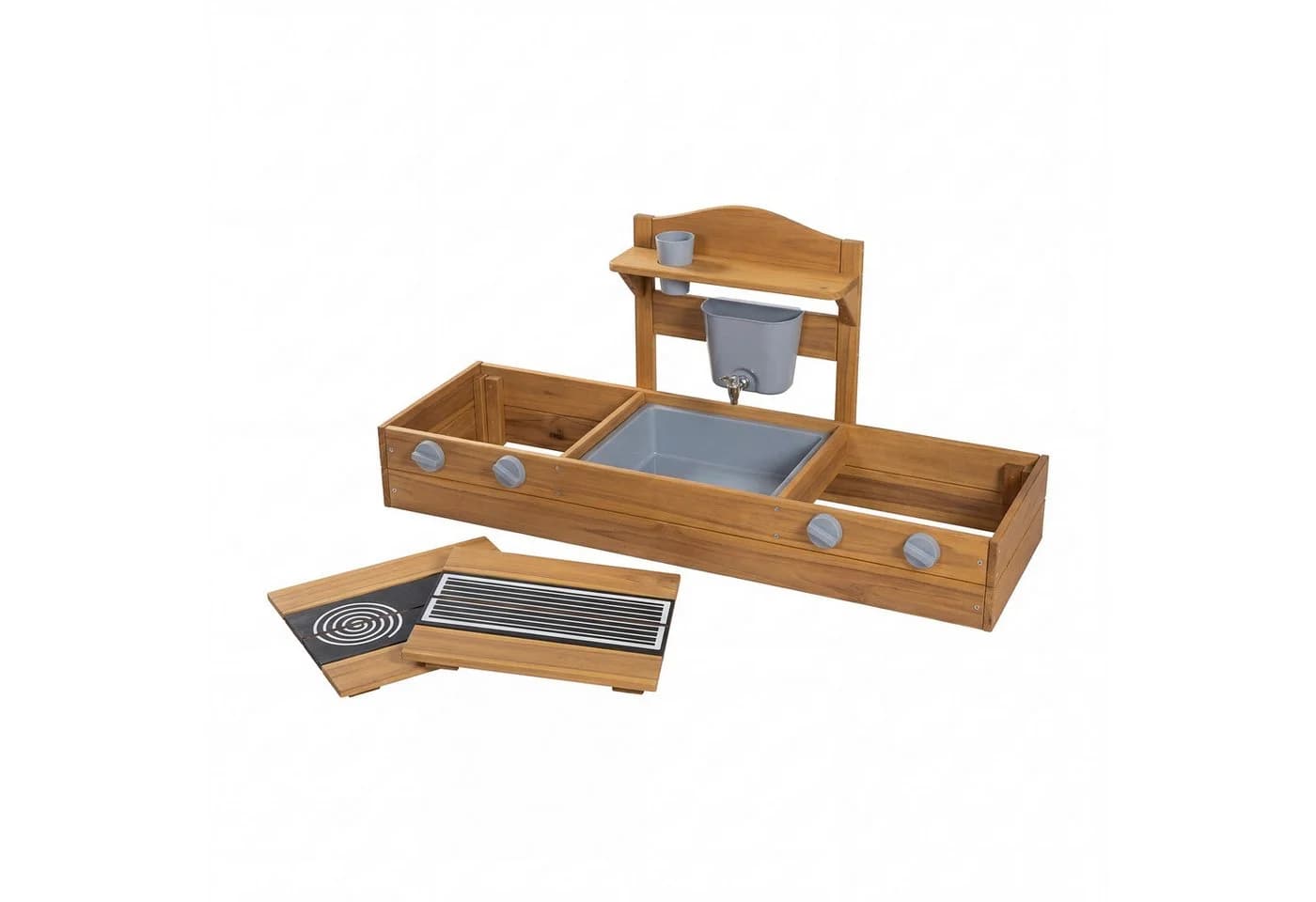 roba® Sandkasten Tiny 2-in-1 Balkonsandkasten mit Matschküche Massivholz - Bild 4