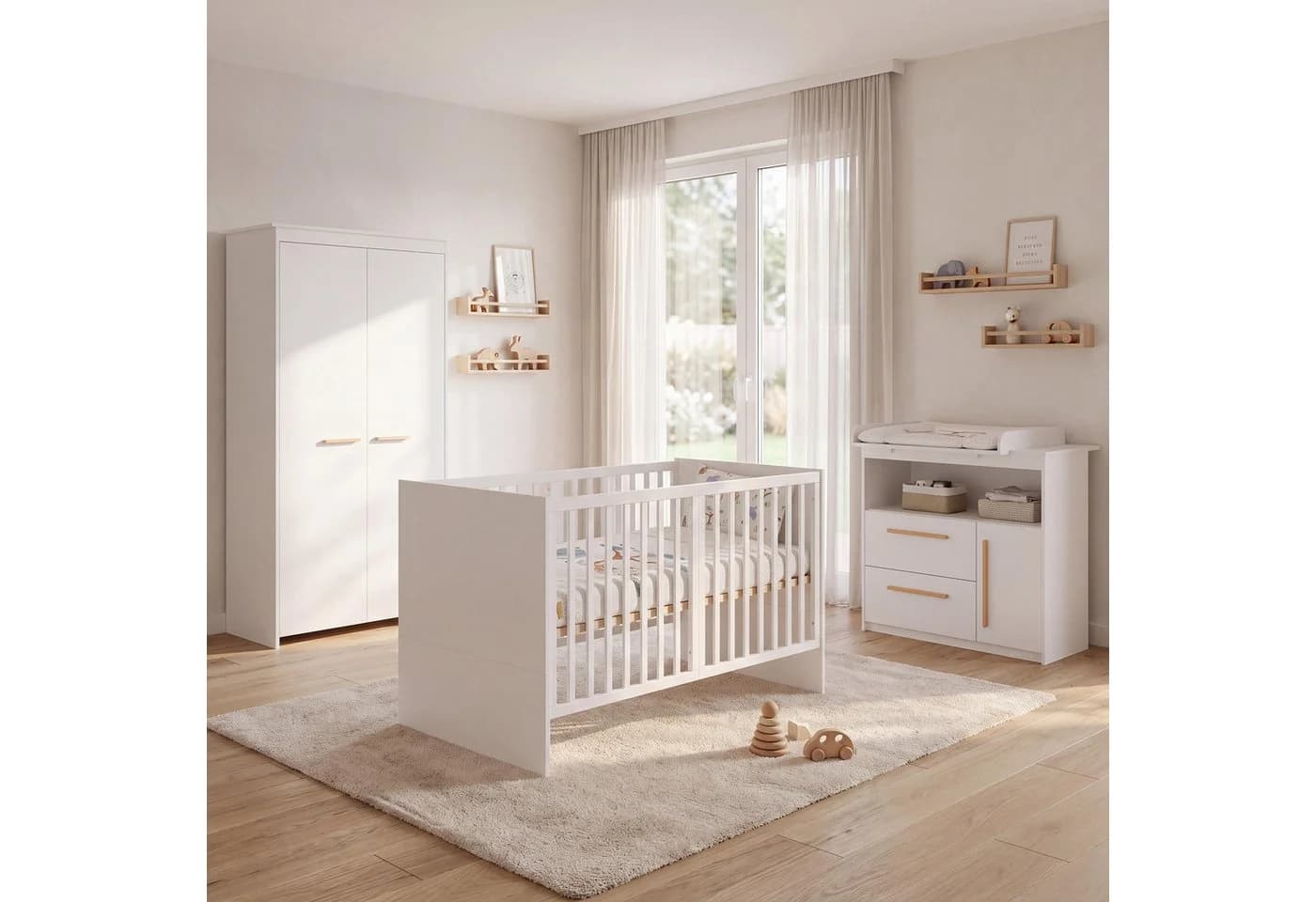 roba® Babybett 70x140 cm höhenverstellbar weiß Holz