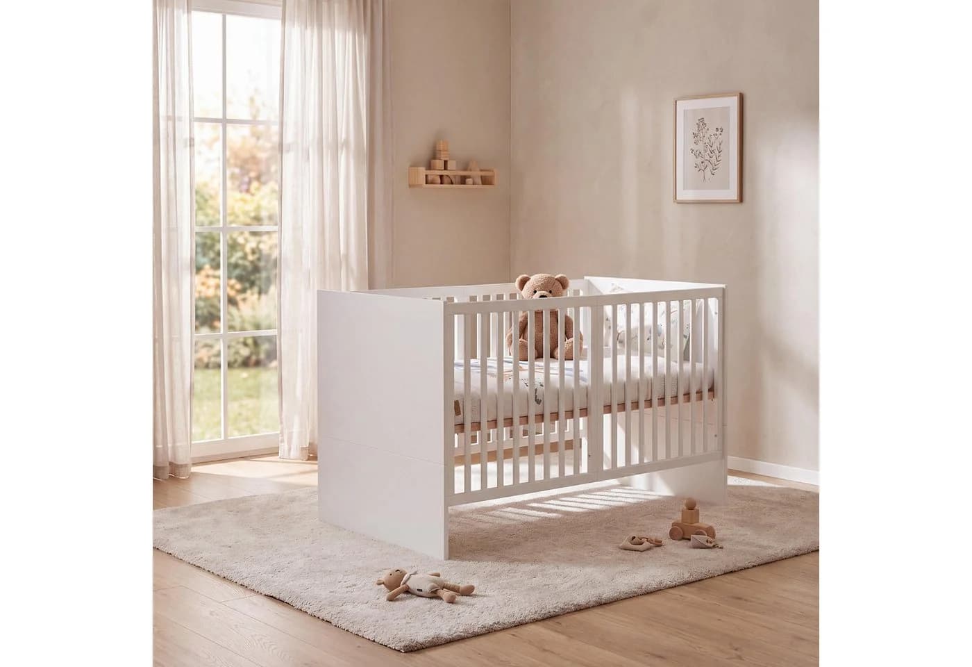 roba® Babybett 70x140 cm höhenverstellbar weiß Holz - Bild 4