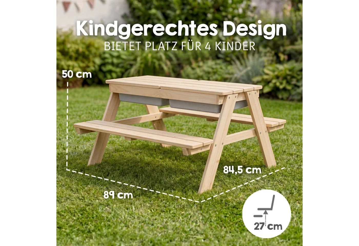 roba® Garten-Kindersitzgruppe Outdoor+ Massivholz mit Spielwannen - Bild 4