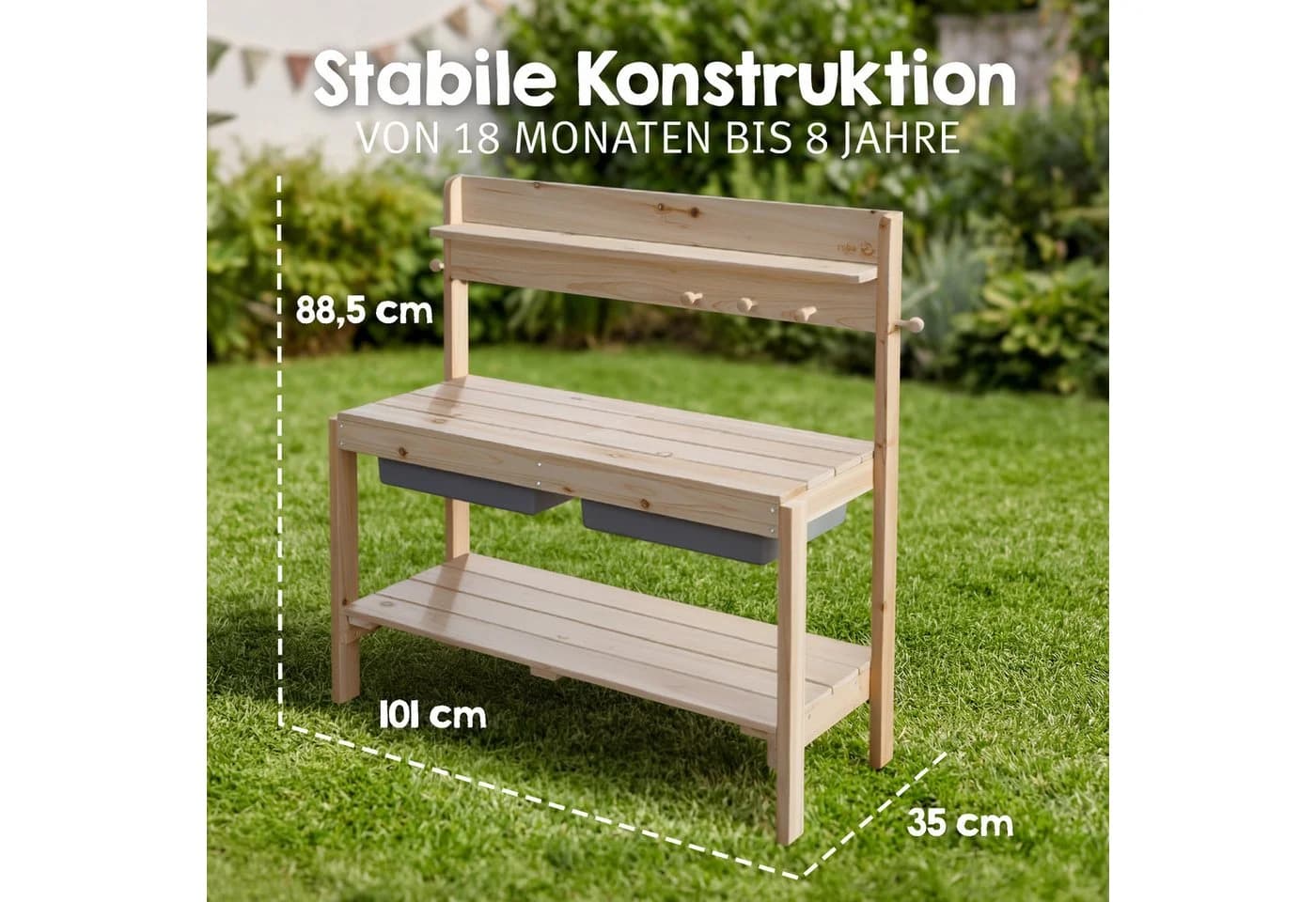 roba® Outdoor-Spielküche FUN Massivholz Beige mit abnehmbarer Abdeckung - Bild 3