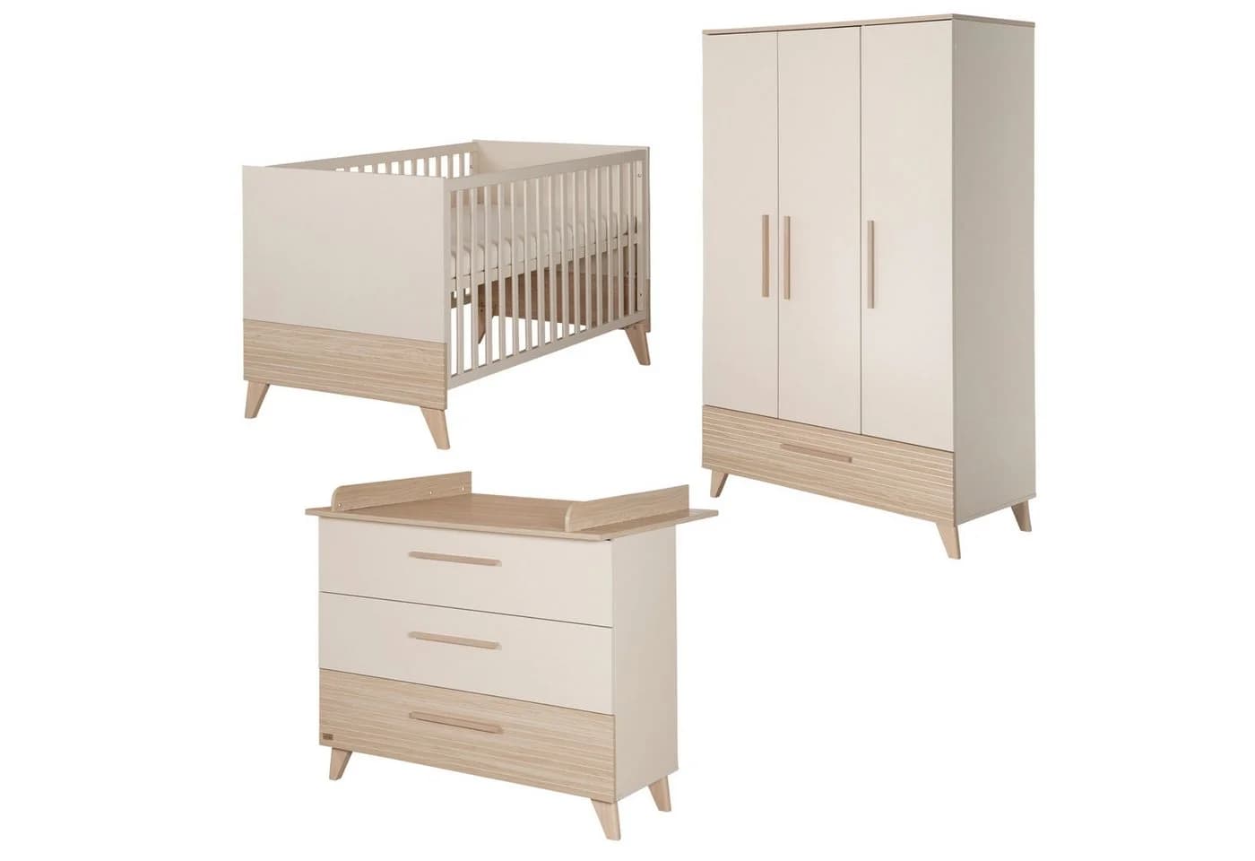 roba® Babyzimmer-Komplettset Melbourne Kinderzimmer Cashmere Eiche Holz