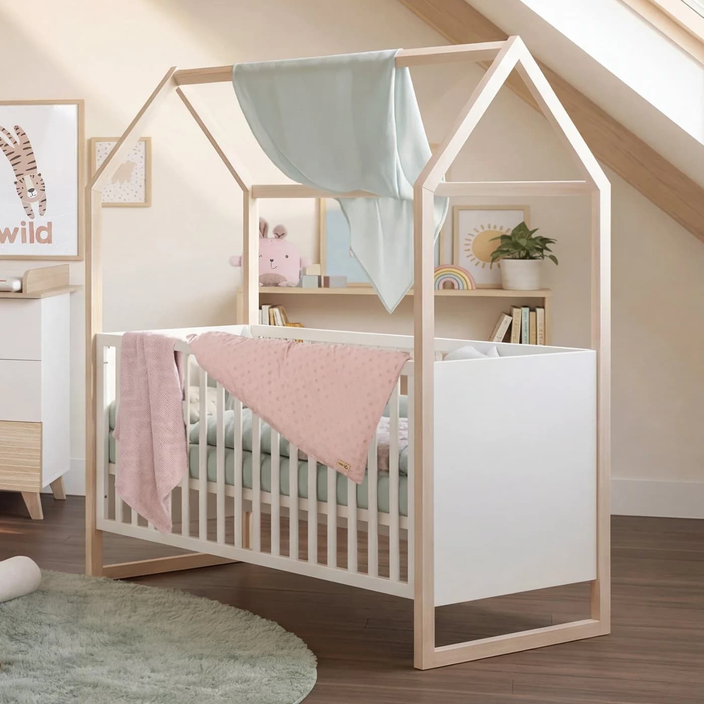 roba Babybett Noah 70x140 cm Weiß höhenverstellbar mitwachsend