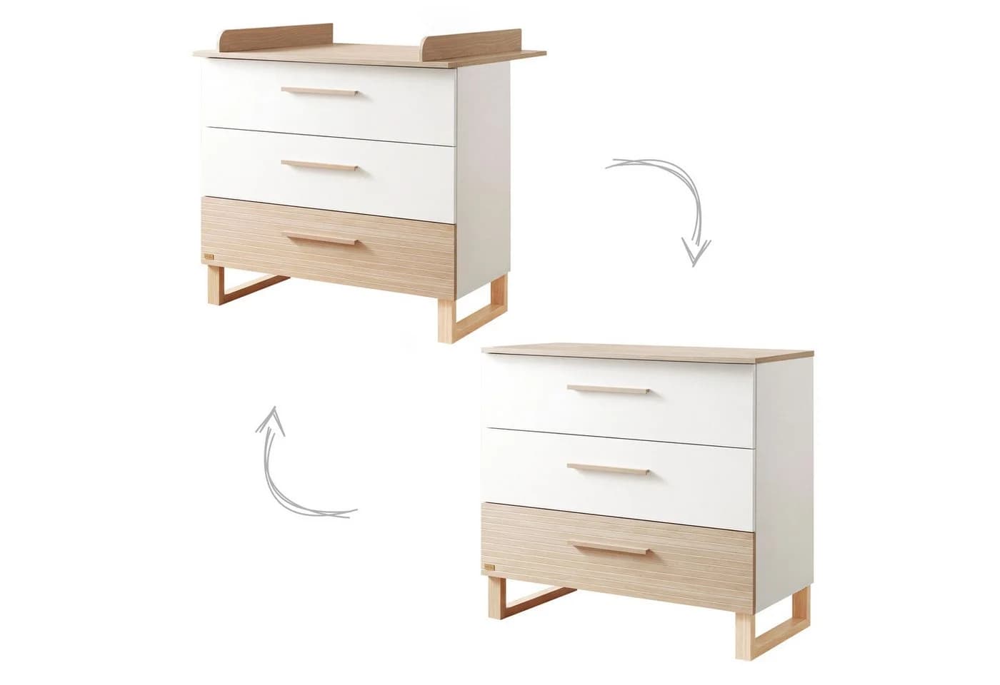 roba® Wickelkommode Noah Weiß/Walnuss mit Massivholz-Griffen - Bild 5