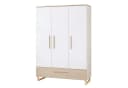 roba® Kleiderschrank Noah 3-türig Walnuss/Weiß Massivholz-Griffe Softclose Bild 2