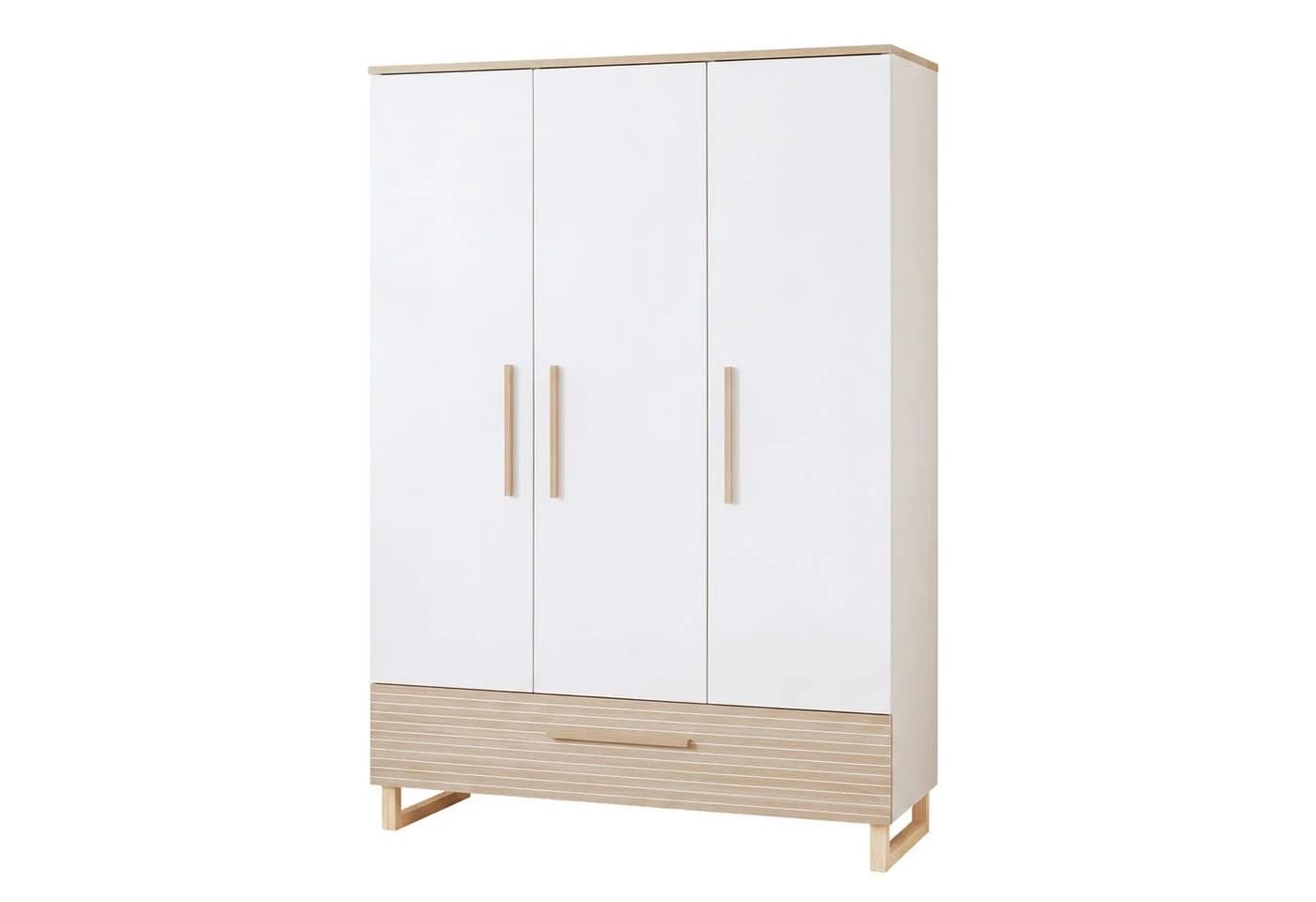 roba® Kleiderschrank Noah 3-türig Walnuss/Weiß Massivholz-Griffe Softclose - Bild 2