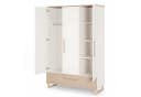 roba® Kleiderschrank Noah 3-türig Walnuss/Weiß Massivholz-Griffe Softclose Bild 4