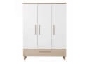 roba® Kleiderschrank Noah 3-türig Walnuss/Weiß Massivholz-Griffe Softclose Bild 5