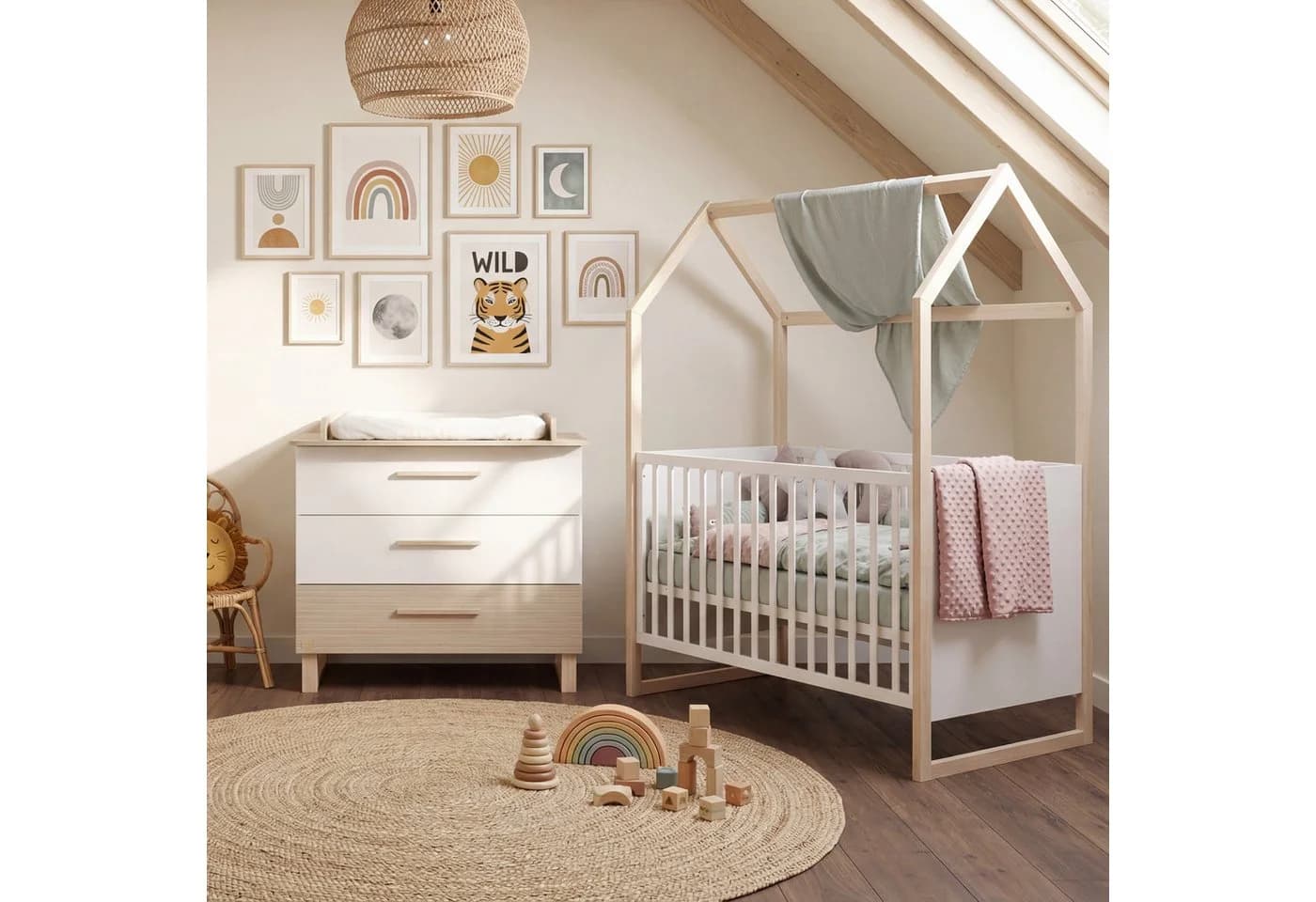 roba® Babymöbel-Set Noah Weiß Massivholz Füße - Bild 2