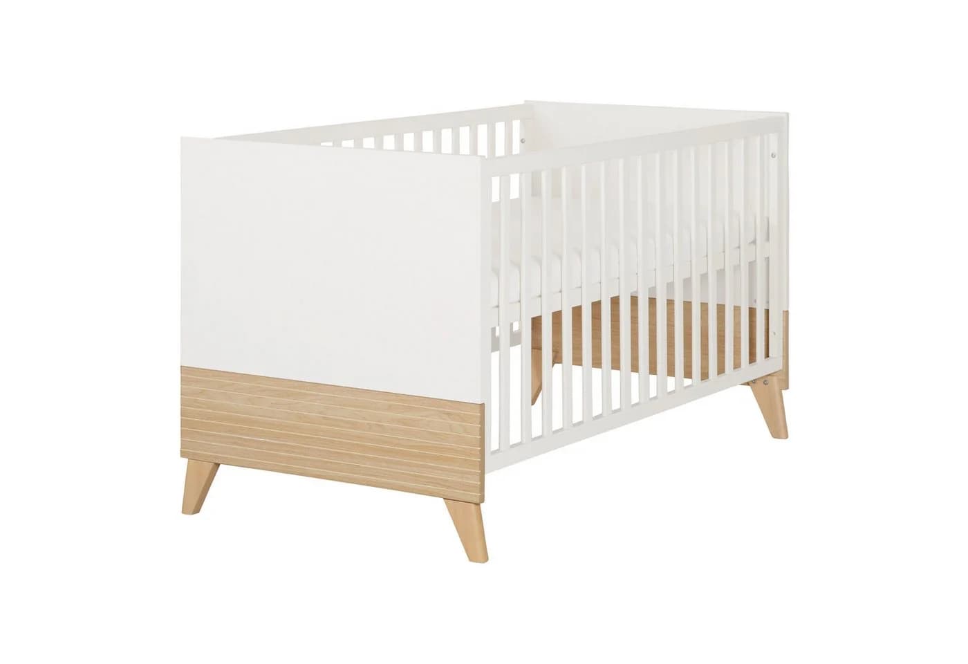 roba® Babybett Theo 70x140 cm Weiß Ulme höhenverstellbar umbaubar - Bild 2