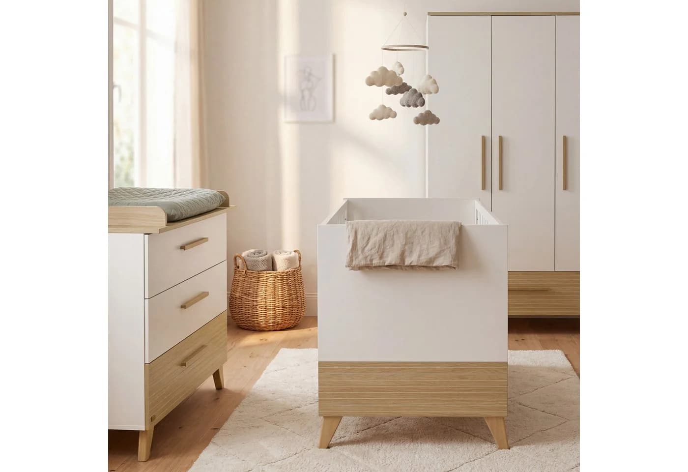 roba® Babybett Theo 70x140 cm Weiß Ulme höhenverstellbar umbaubar - Bild 3