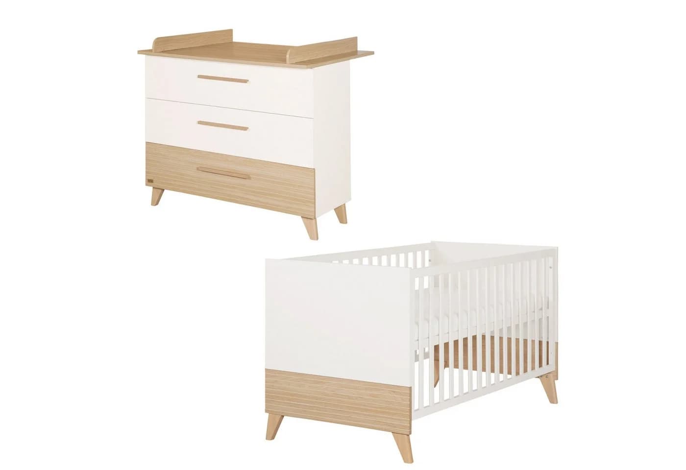 roba® Babymöbel-Set Theo Weiß Ulme Massivholz