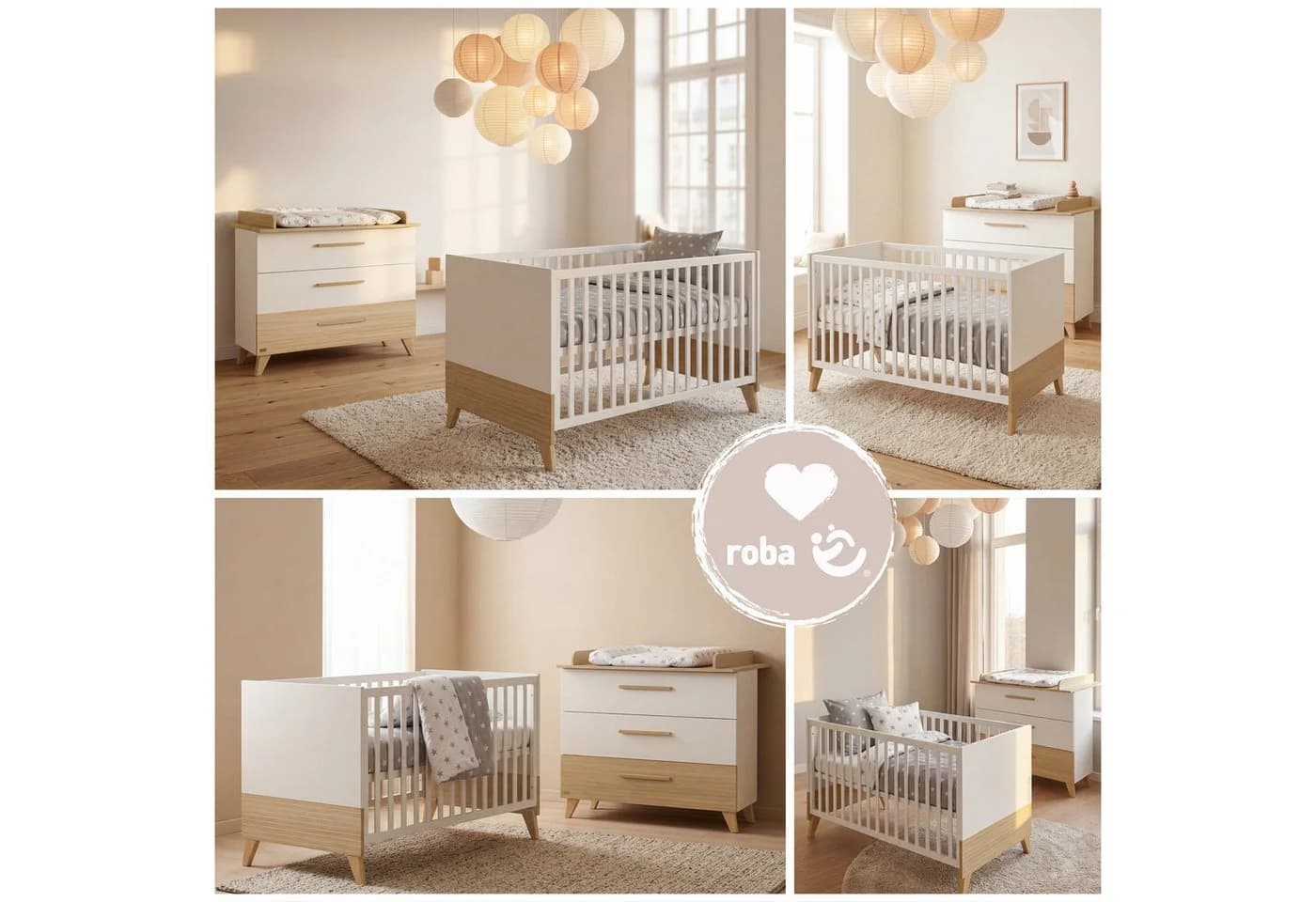 roba® Babymöbel-Set Theo Weiß Ulme Massivholz - Bild 3