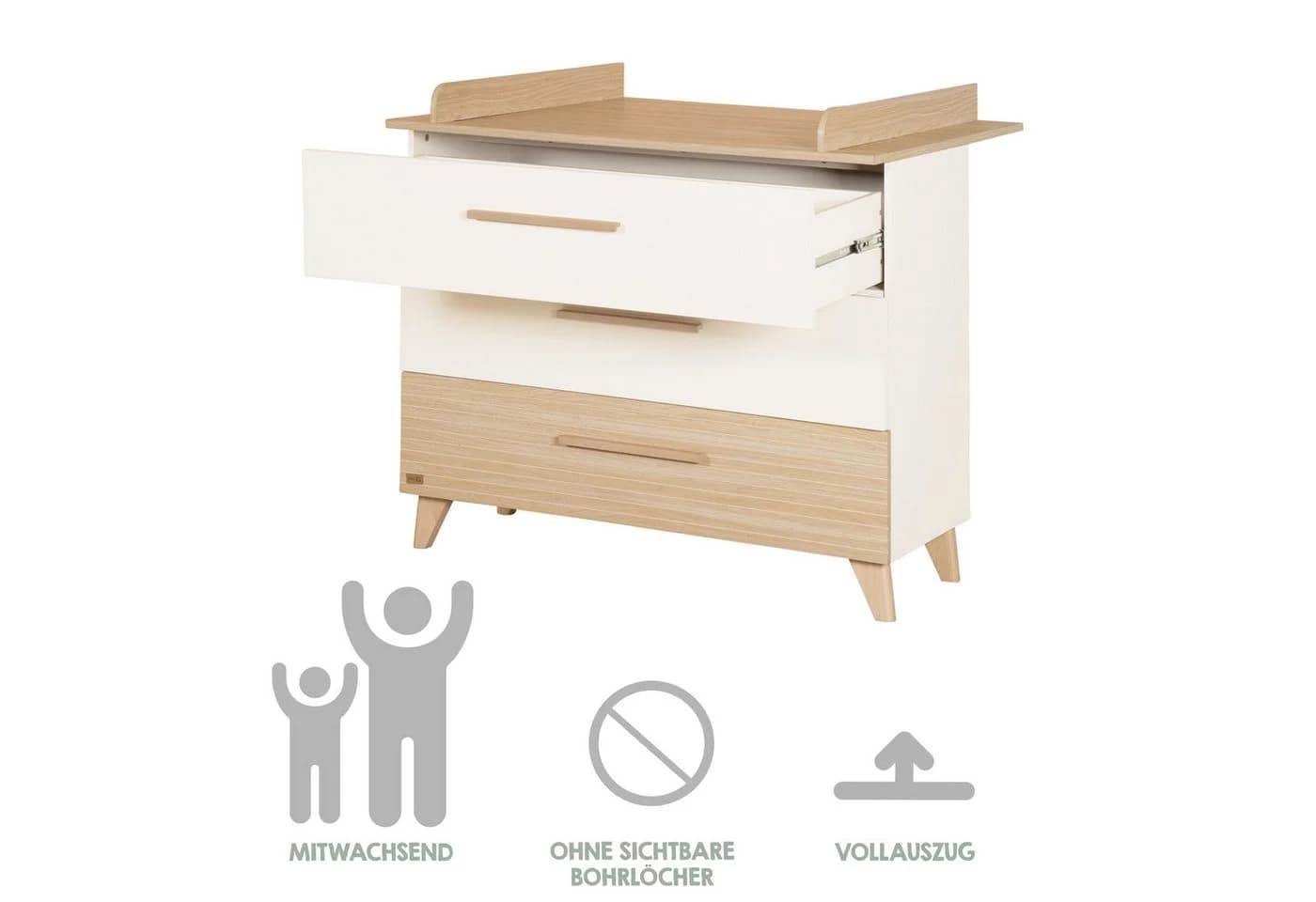 roba® Babymöbel-Set Theo Weiß Ulme Massivholz - Bild 5