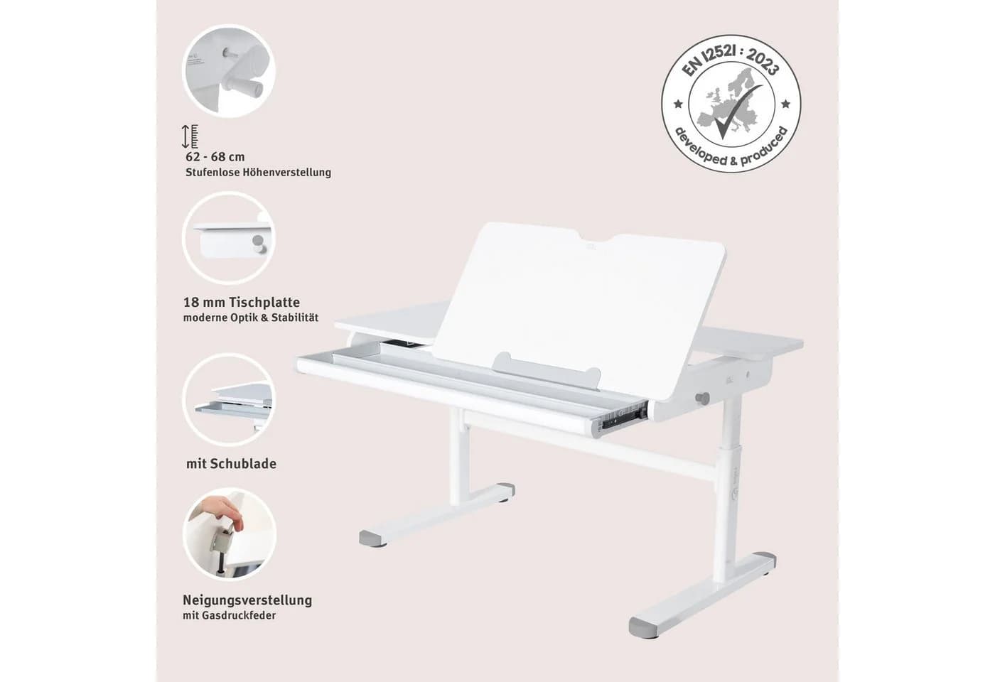 roba® Kinderschreibtisch Smart Grow höhenverstellbar weiß - Bild 3