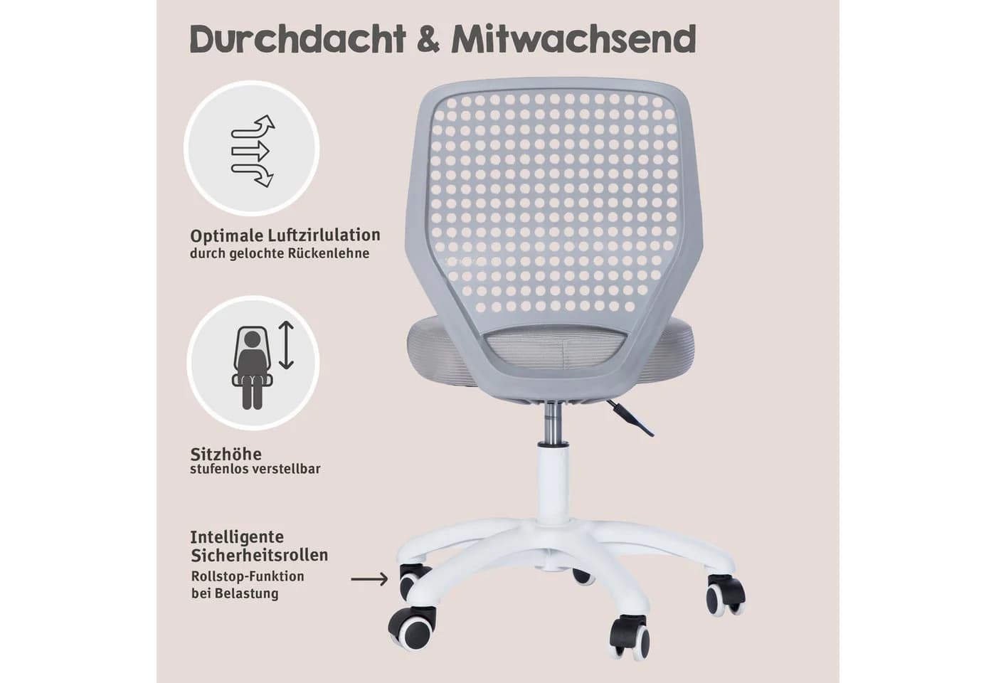 roba Smart Grow Basic Kinder-Bürostuhl Ergonomisch Höhenverstellbar - Bild 4
