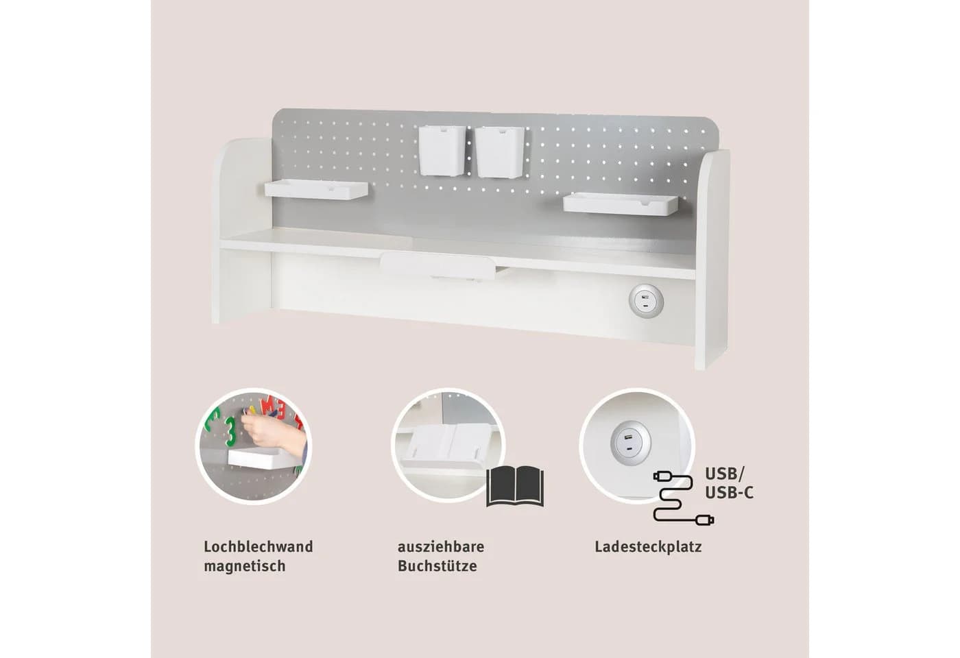 roba® Kinderschreibtisch Smart Grow höhenverstellbar neigbar weiß - Bild 4