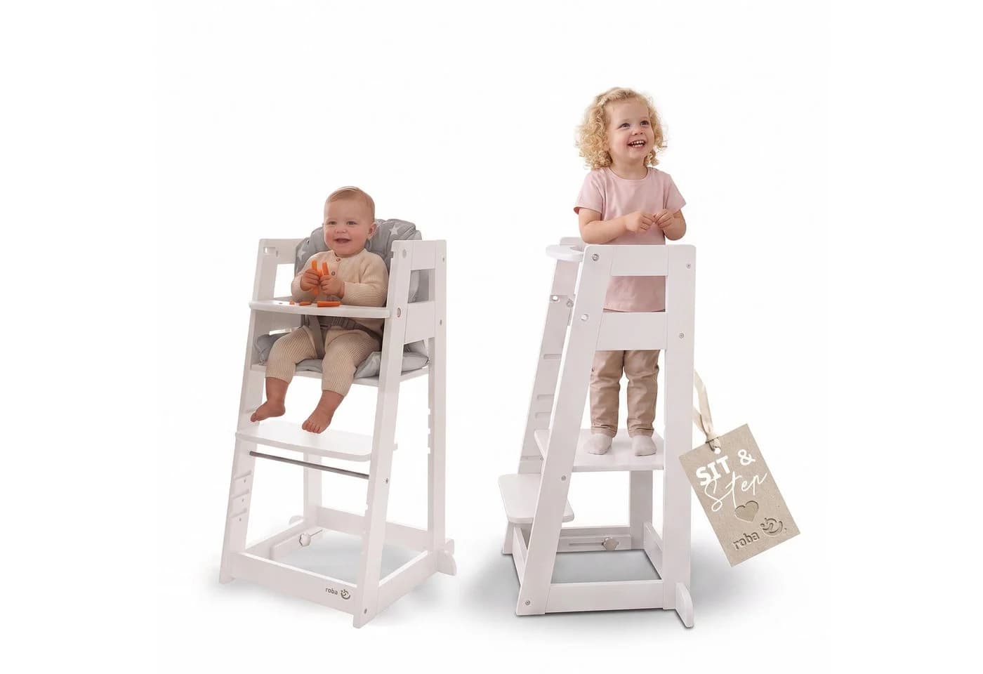 roba® Lernturm Hochstuhl 2in1 Sit & Step Weiß - Bild 2