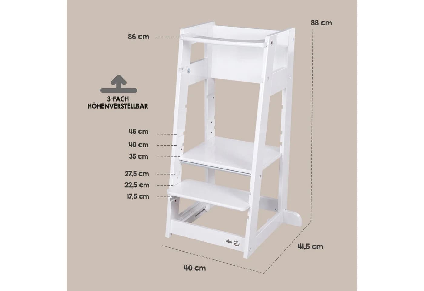 roba® Lernturm Hochstuhl 2in1 Sit & Step Weiß - Bild 5