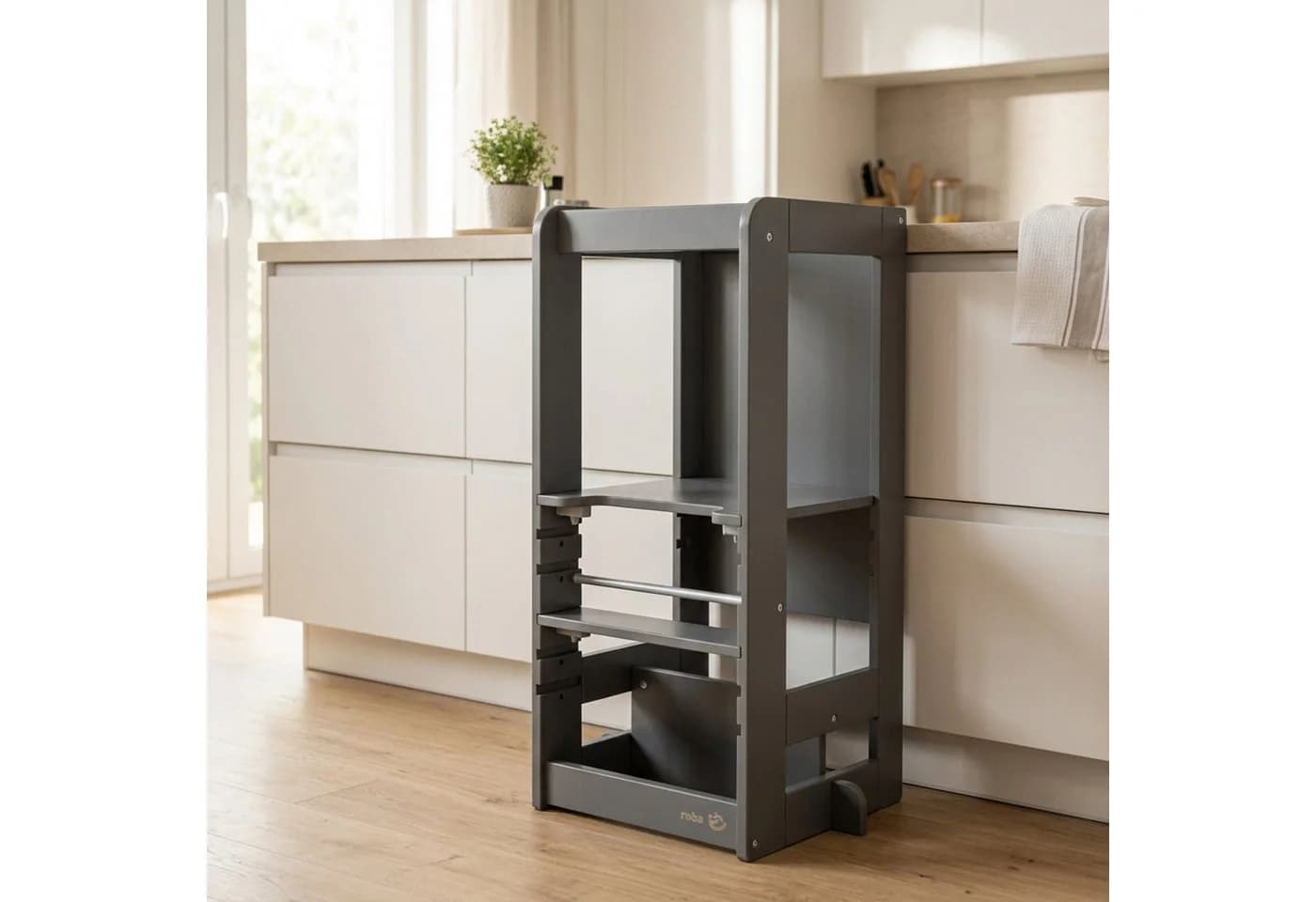 roba® Lernturm Step & Play 2in1 aus Holz grau
