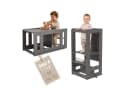roba® Lernturm Step & Play 2in1 aus Holz grau Bild 2