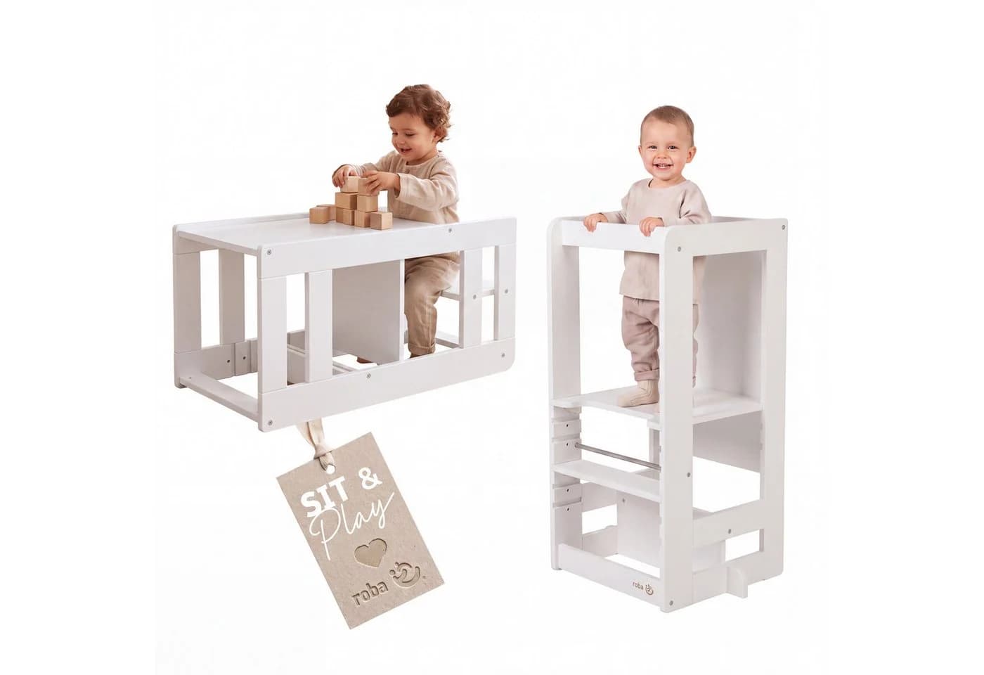 roba® Stehhilfe 2 in 1 Lernturm "Step & Play" Weiß - Bild 2