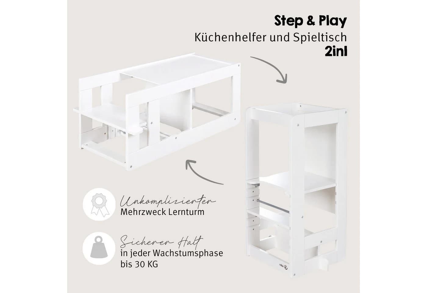 roba® Stehhilfe 2 in 1 Lernturm "Step & Play" Weiß - Bild 3