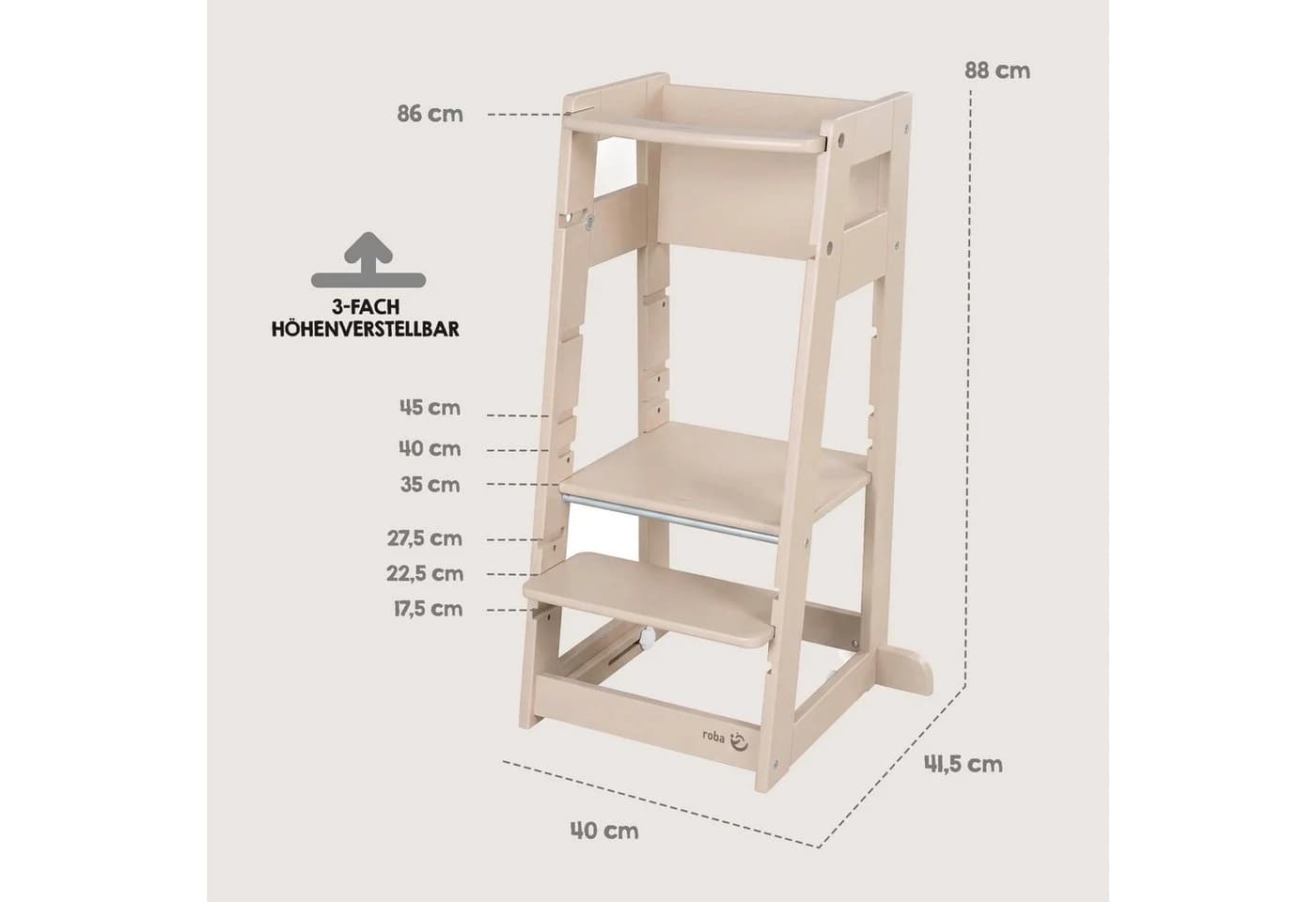 roba® Lernturm Hochstuhl 2in1 Sit & Step Weiß Holz - Bild 5