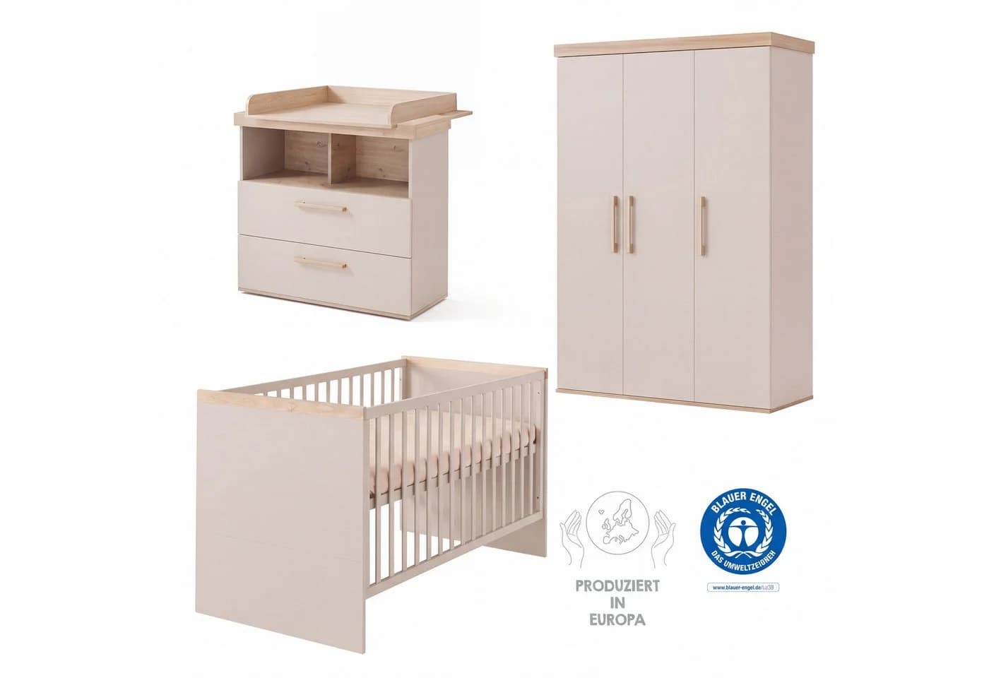 roba® Babyzimmer-Komplettset Jimmy 3-teilig Beige