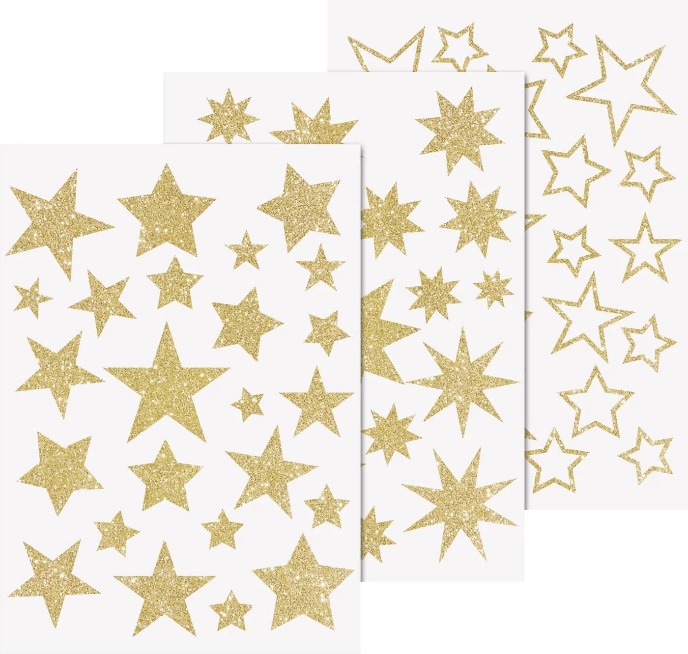 Heyda Fenstersticker Sterne Glitter-Gold 3 Bogen