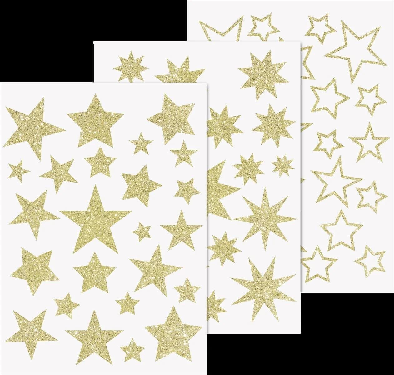 Heyda Fenstersticker Sterne Glitter-Gold 3 Bogen - Bild 2