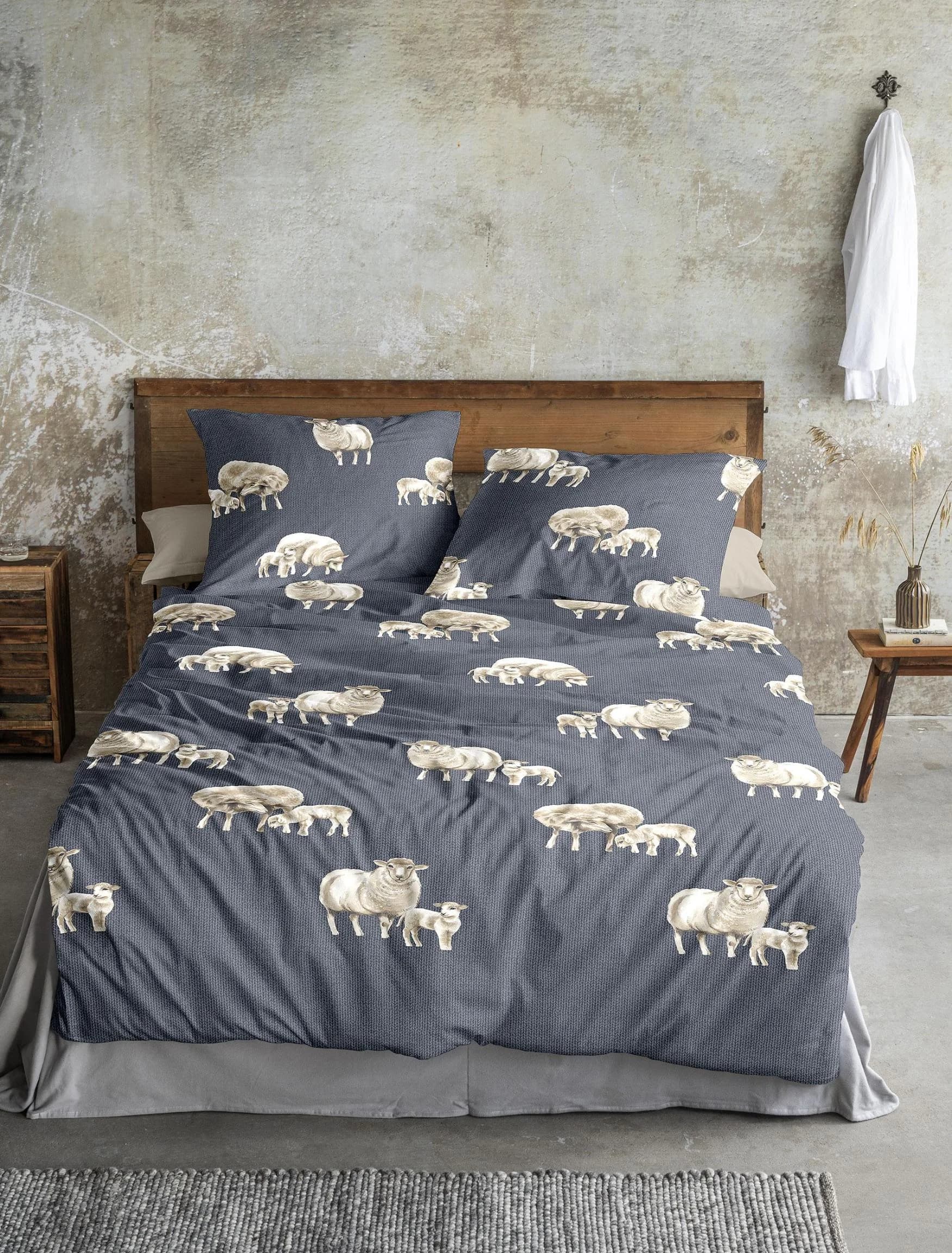 IRISETTE Bettwäsche Panda 8545 Blau Feinbiber 100% Baumwolle