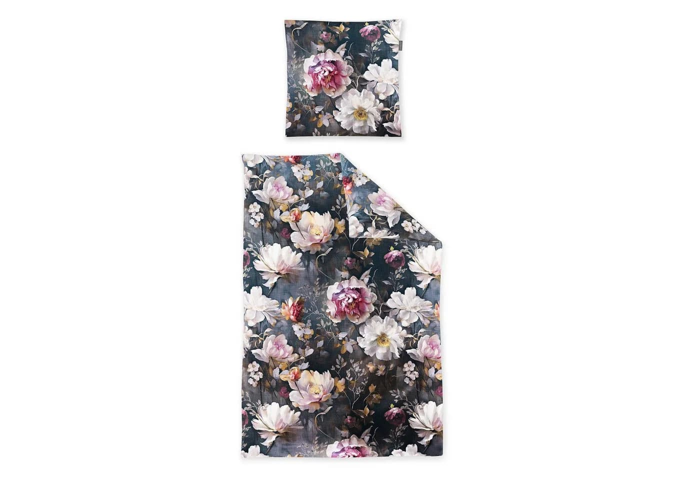 Irisette Mako Satin Bettwäsche Wave Blumen Rosa Grau 135x200 - Bild 2