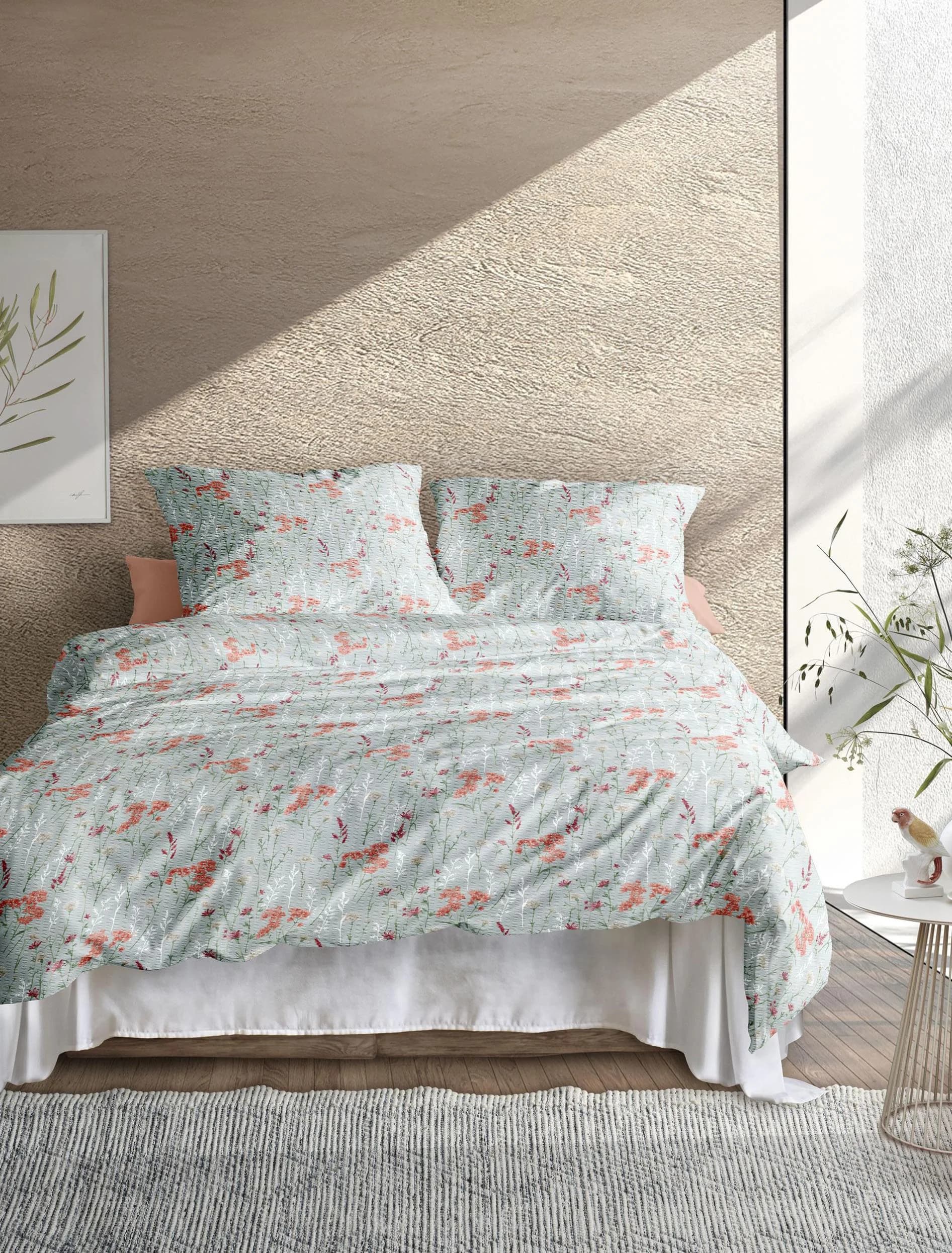 Irisette Bettwäsche Easy 8606 Seersucker Grün Floral