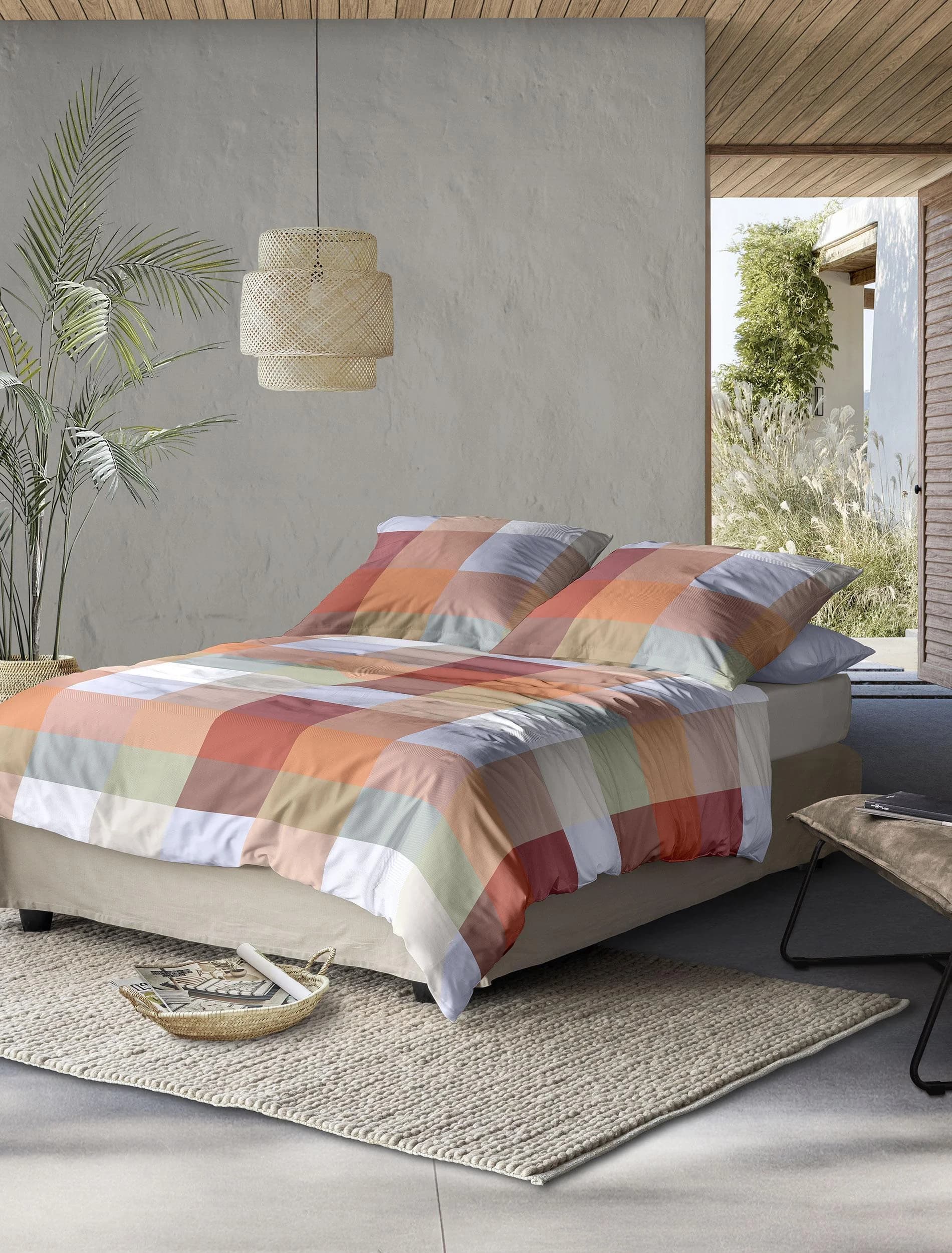 IRISETTE Bettwäsche Wave 8542 Rot Kariert Mako-Satin