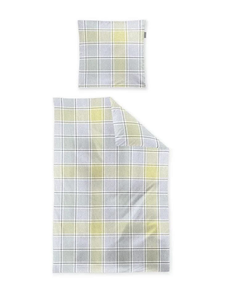Irisette Seersucker Bettwäsche Kariert Blau/Grau 135x200