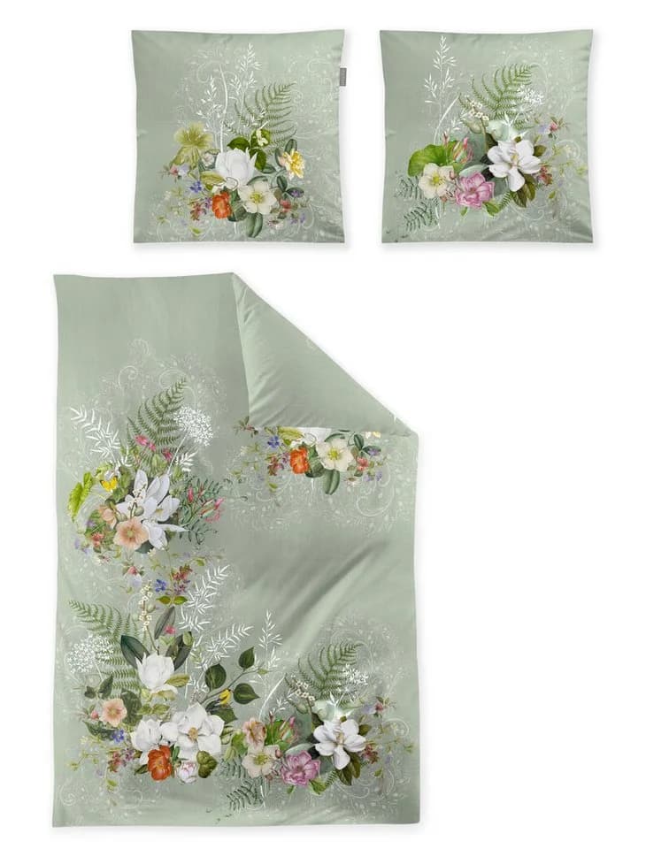 Irisette Bettwäsche Wave 8711 Grün Floral Mako-Satin - Bild 2
