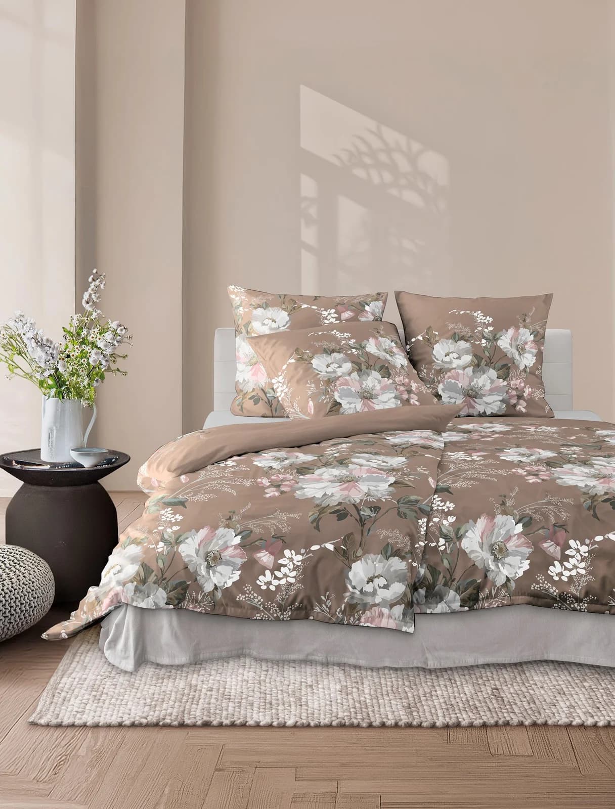 IRISETTE Bettwäsche Wave 8781 Mako-Satin Nougat Floral