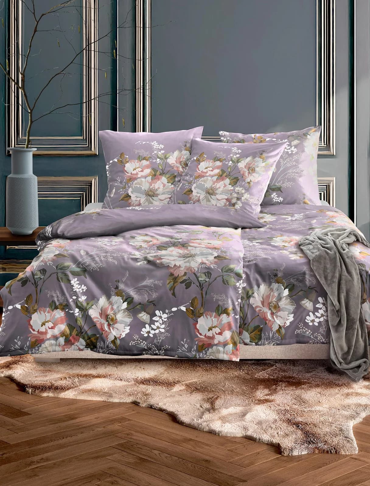 IRISETTE Bettwäsche Set Mako-Satin Floral Mauve