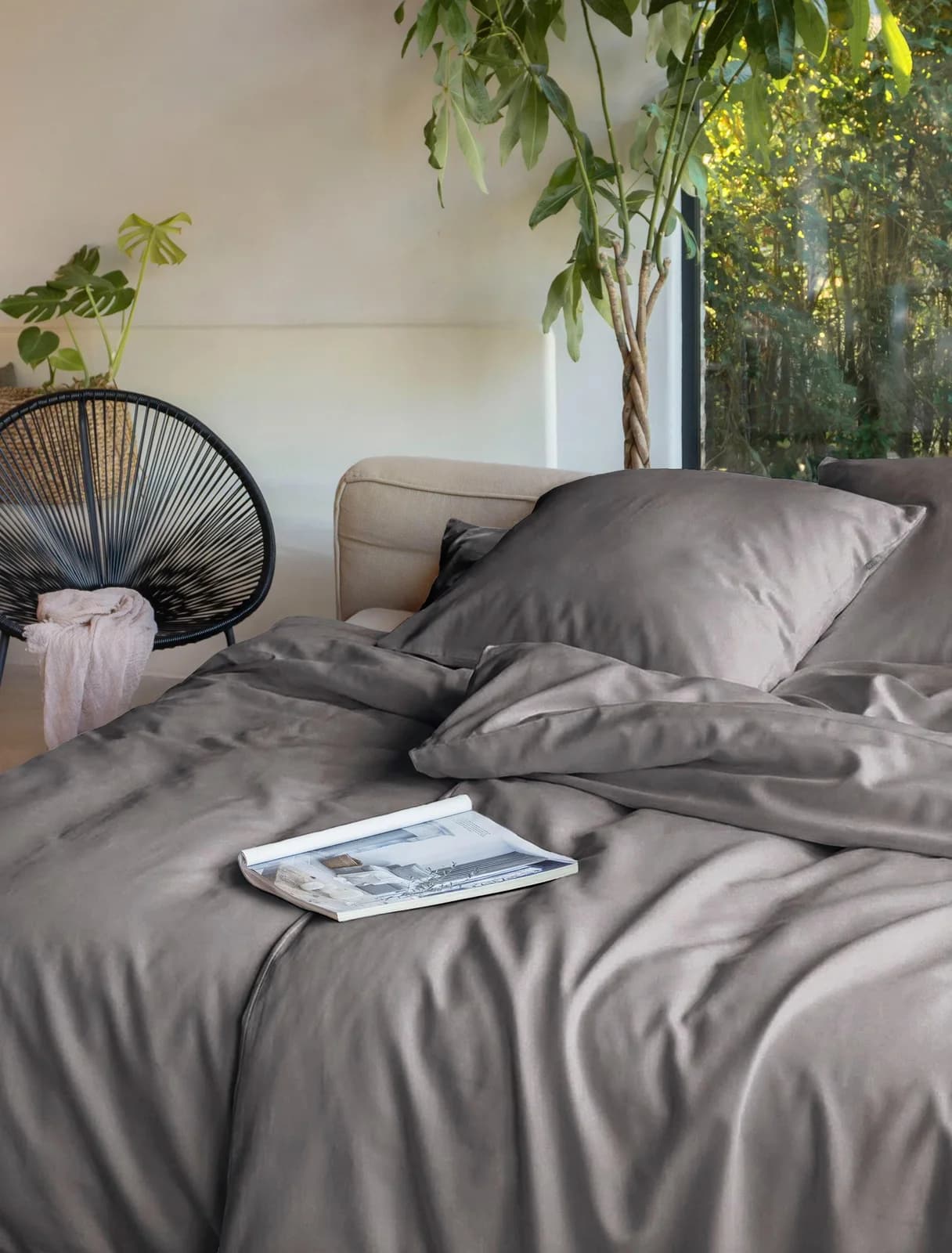 IRISETTE Bettwäsche 2-tlg. Lyocell Grau 135x200 cm