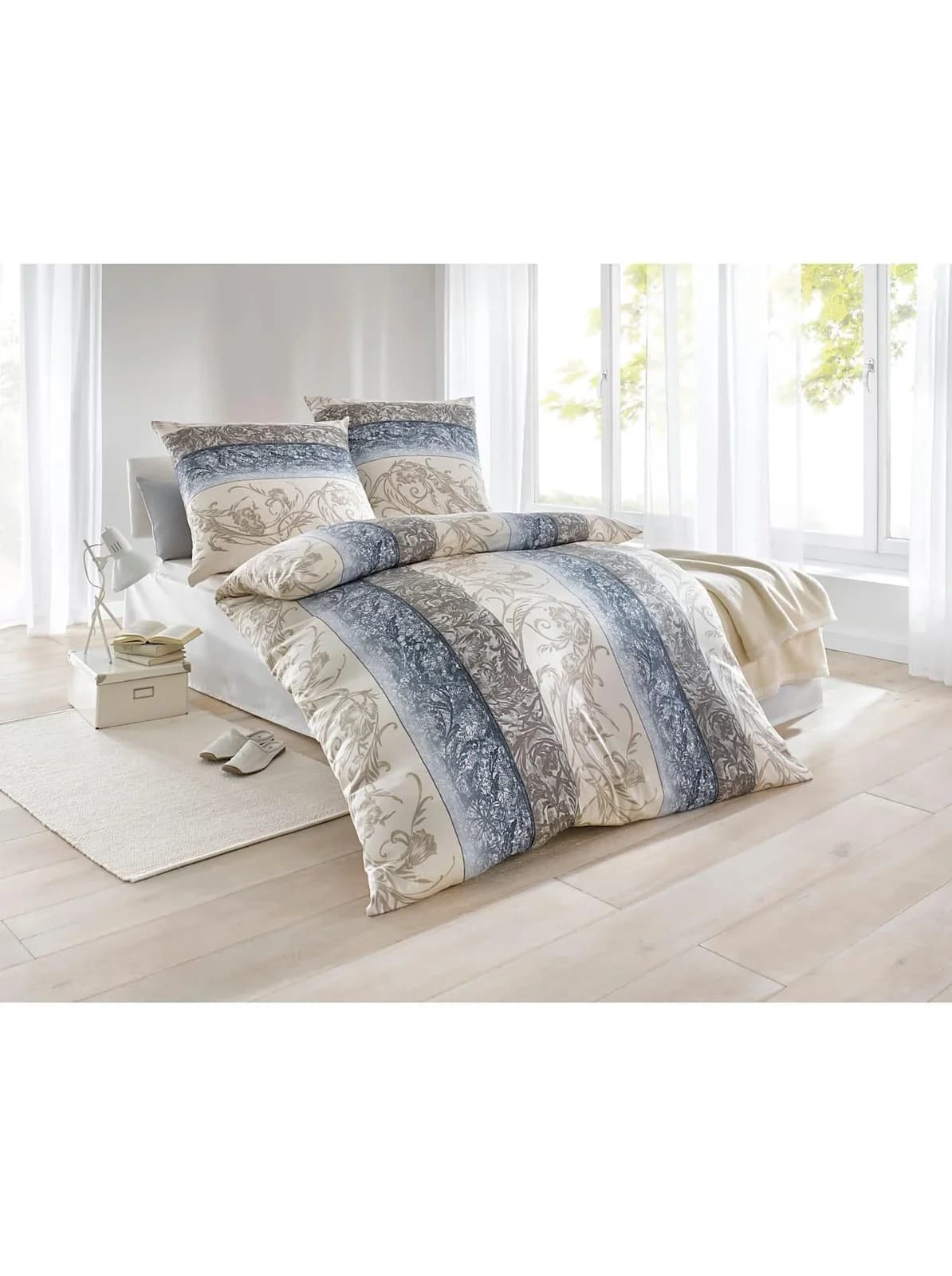 Irisette Bettwäsche Set 135x200cm Eisblau Grau Feinbiber